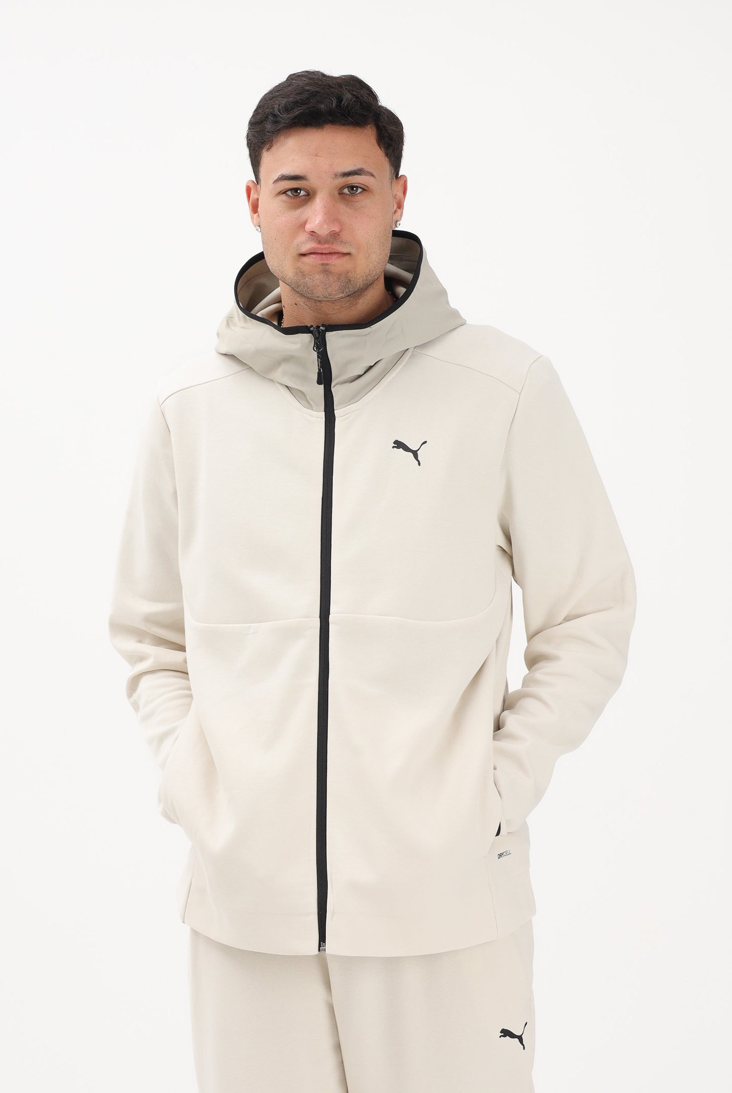 PUMA Felpa con zip PUMA TECH panna da uomo 692185 87 PUMA