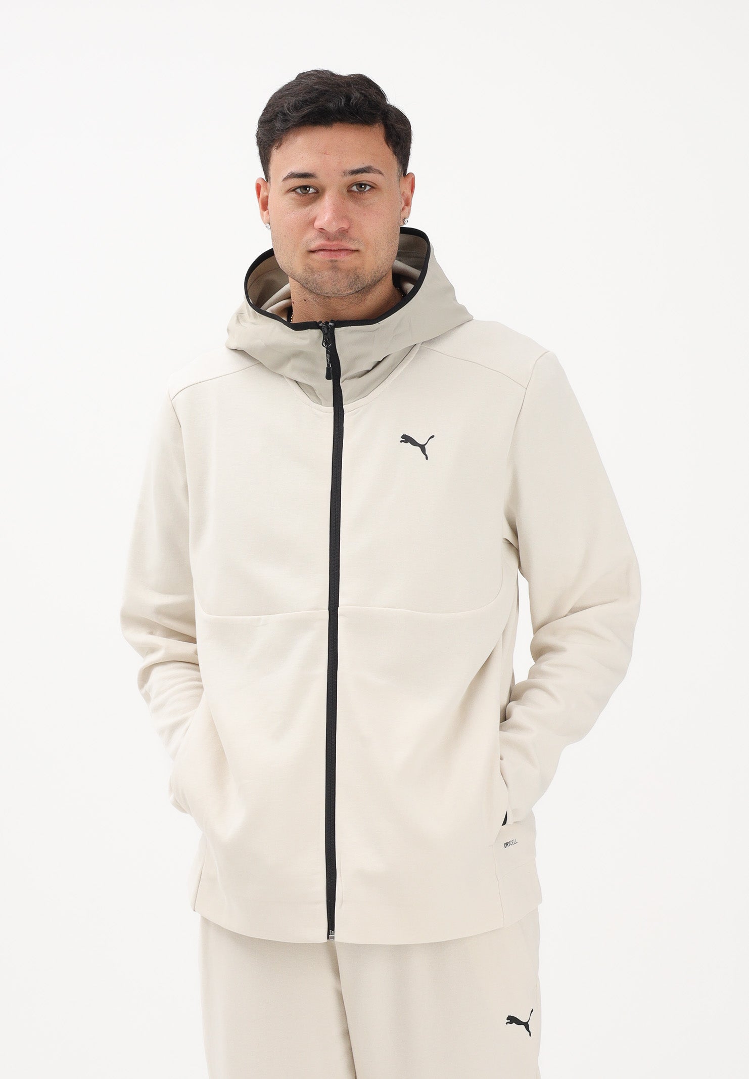 PUMA Felpa con zip PUMA TECH panna da uomo 692185 87 PUMA
