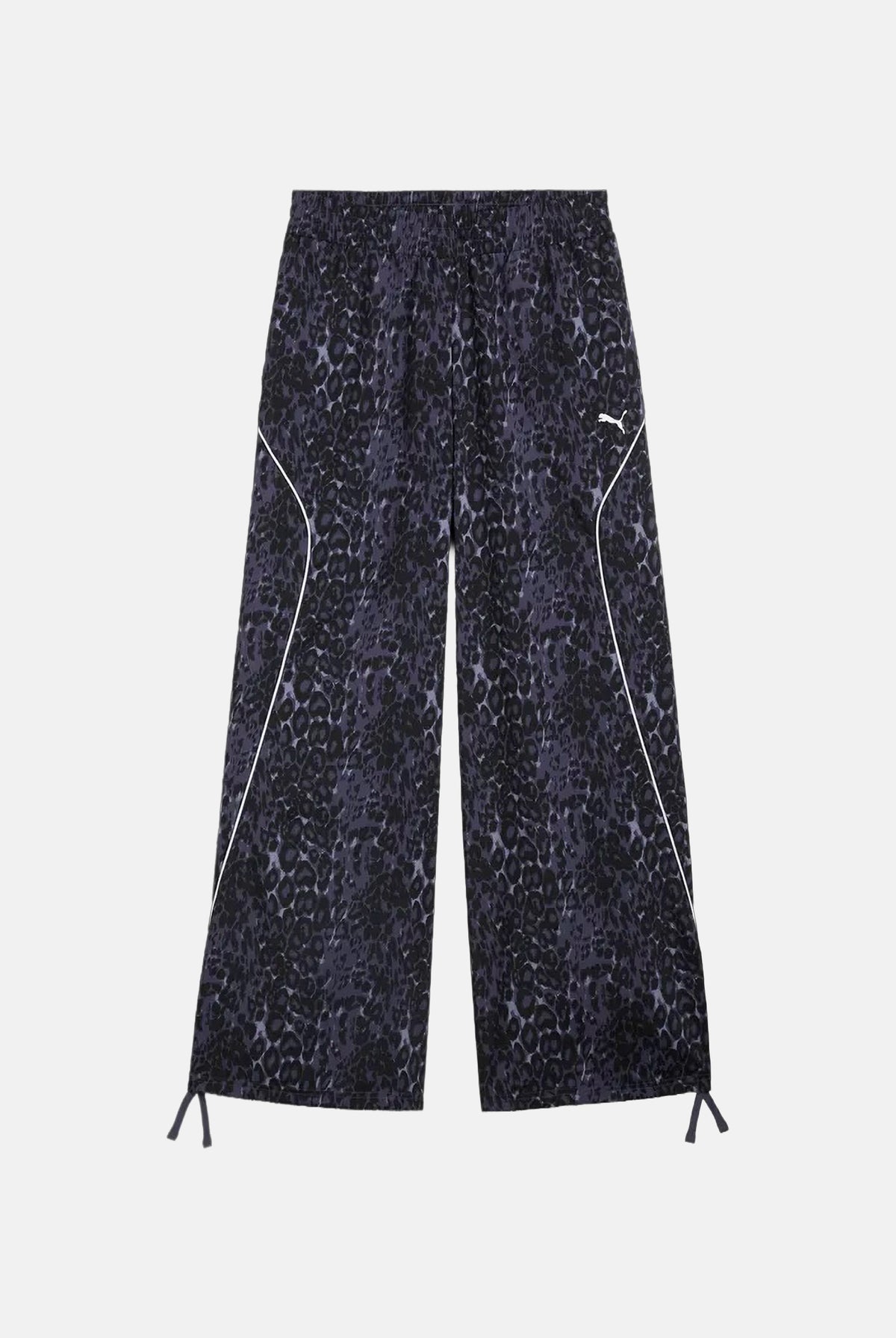 PUMA Pantaloni RUN WOVEN PANTS grigi per donna con trama leopardata, vita elastica e fondo stringabile. 694005 35 PUMA