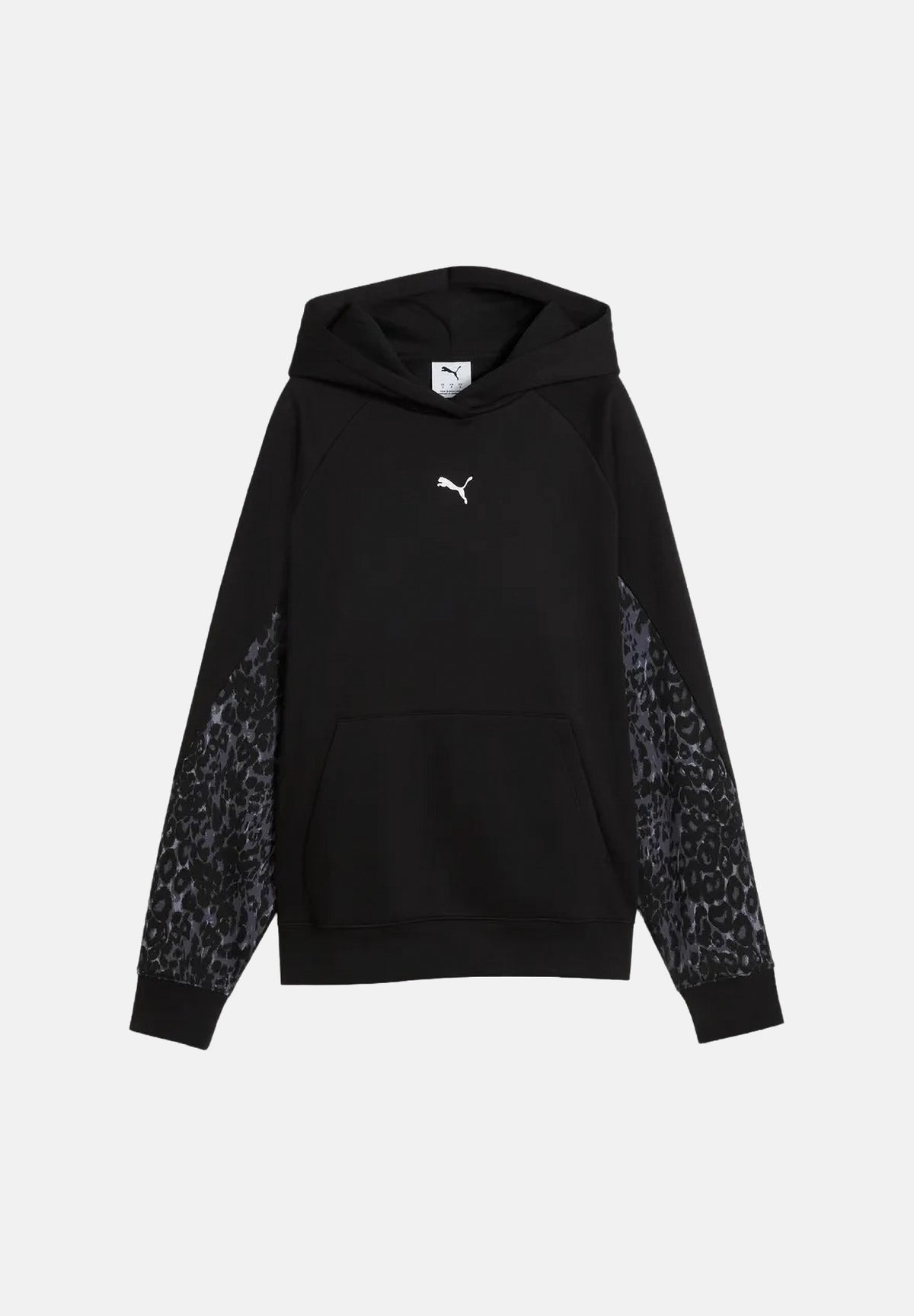 PUMA Felpa con cappuccio RUN HOODIE nera da donna con inserti manica stampati 694007 01 PUMA