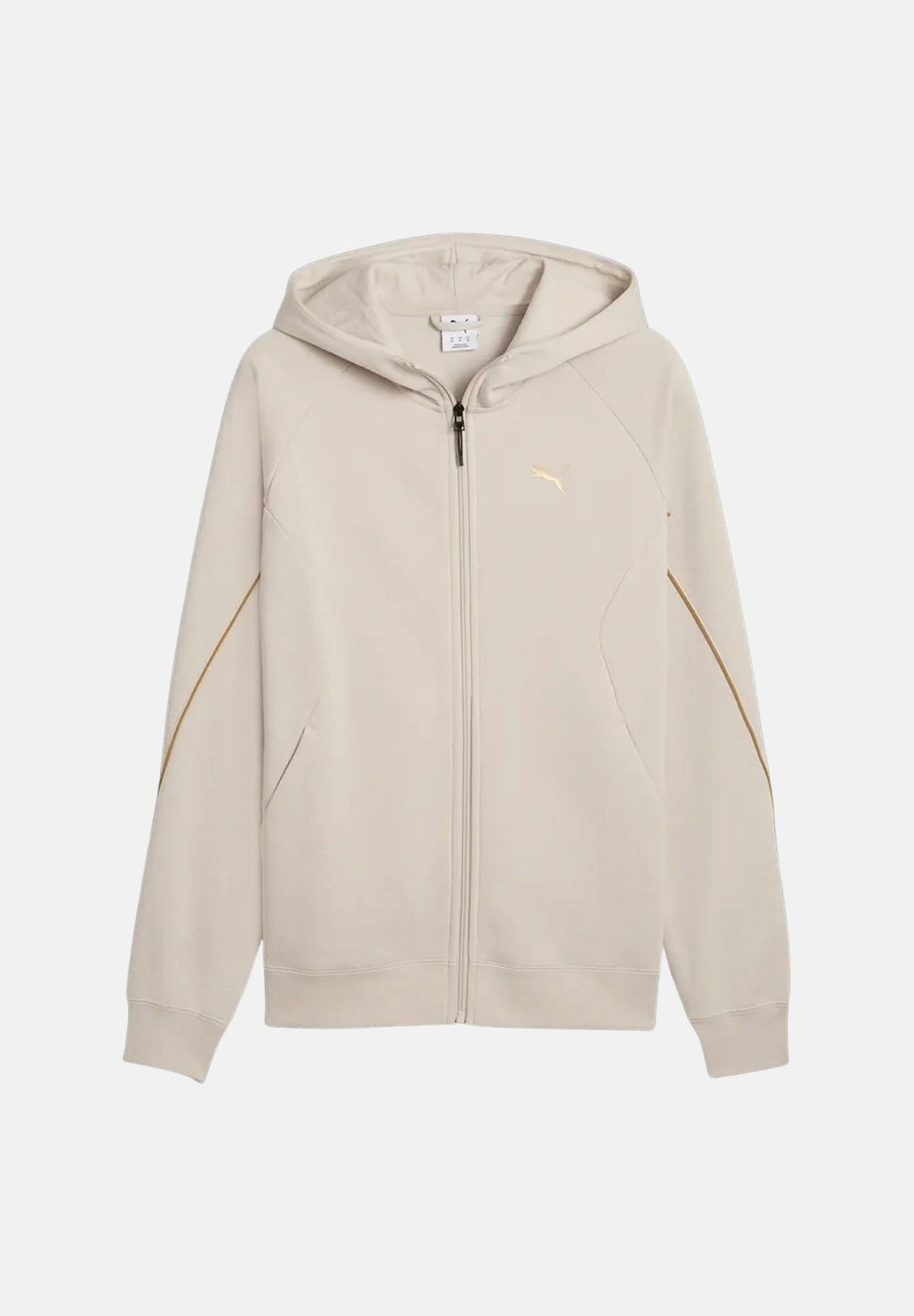PUMA Felpa con zip beige per uomo con cappuccio e tasche laterali 694325 82 PUMA