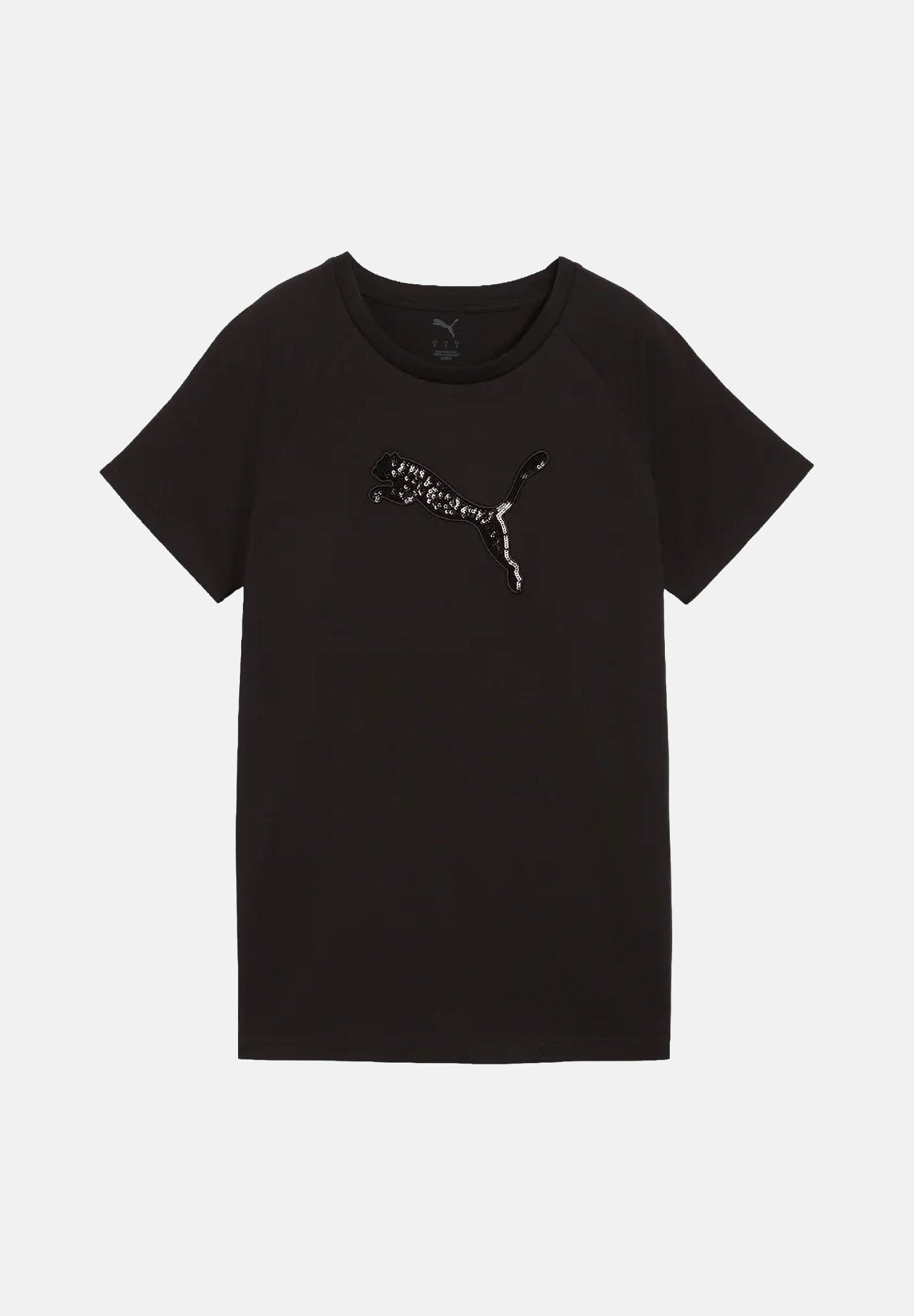 PUMA T-shirt manica corta CLASSICS RHINESTONE nero da donna con logo in strass sul petto e girocollo. 694576 01 PUMA