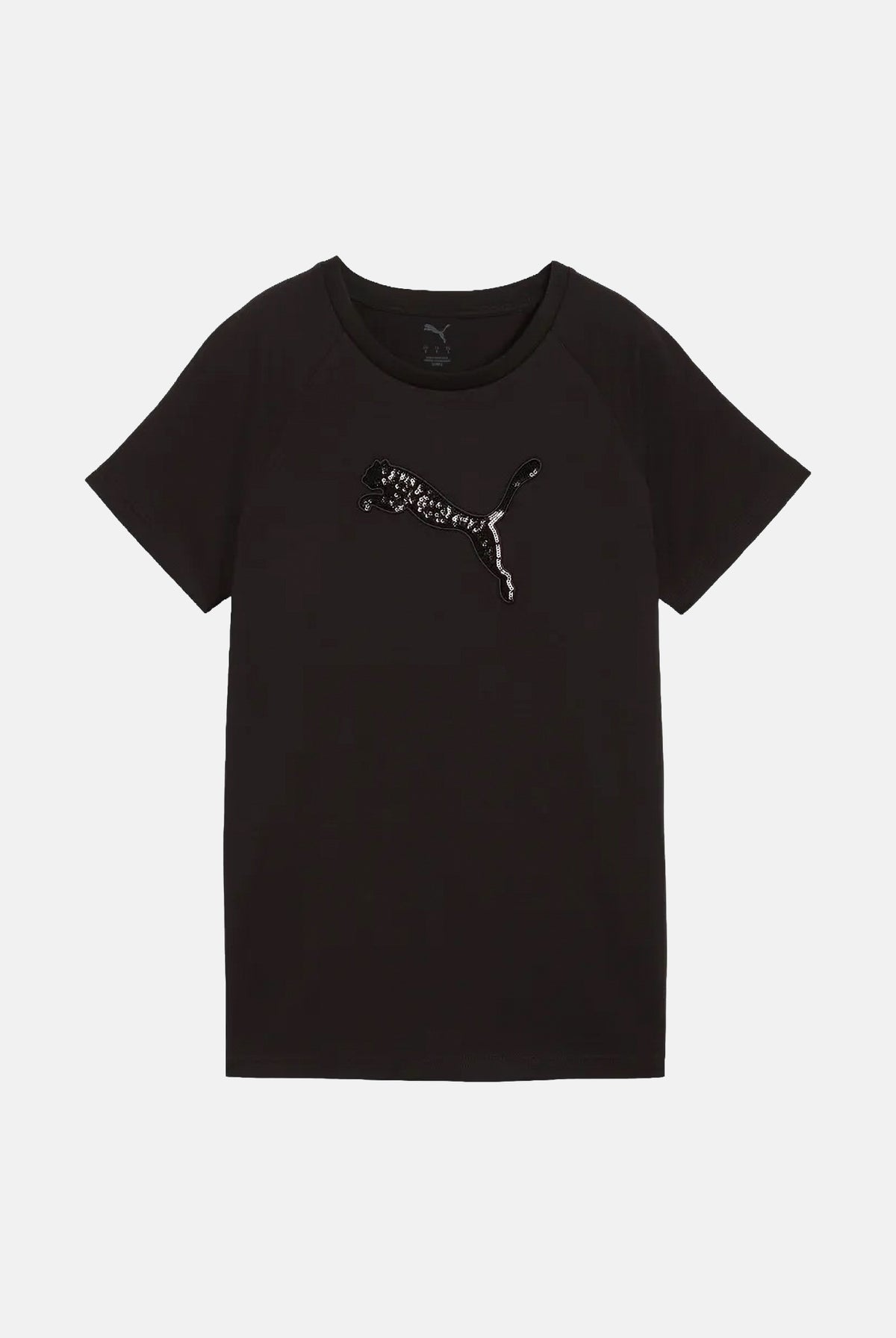 PUMA T-shirt manica corta CLASSICS RHINESTONE nero da donna con logo in strass sul petto e girocollo. 694576 01 PUMA