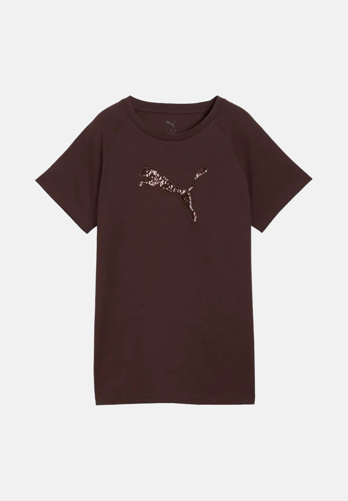 PUMA T-shirt manica corta CLASSICS RHINESTONE marrone da donna con logo in strass sul petto e girocollo. 694576 33 PUMA