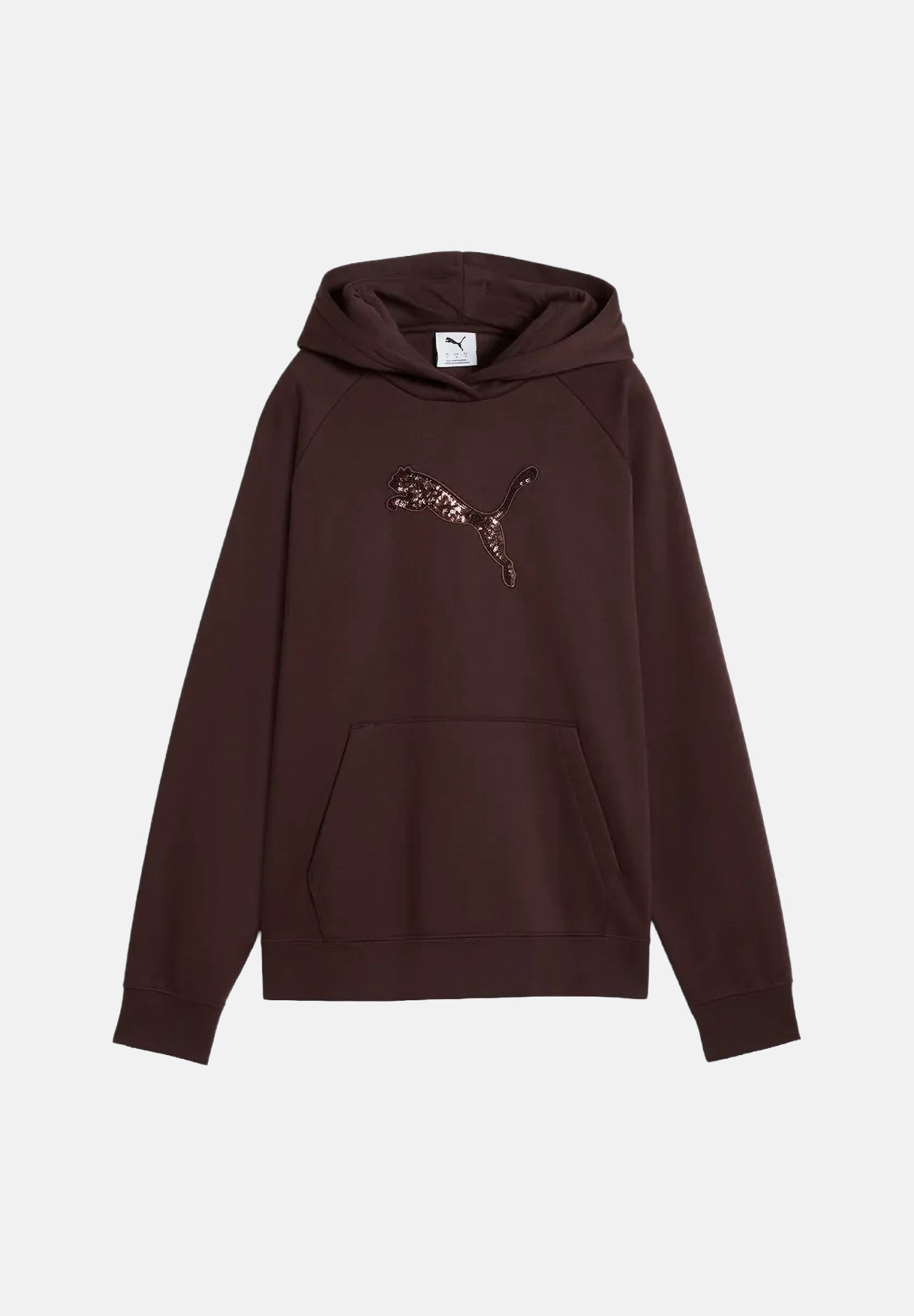 PUMA Felpa con cappuccio RHINESTONE HOODIE marrone da donna con logo in strass 694577 33 PUMA