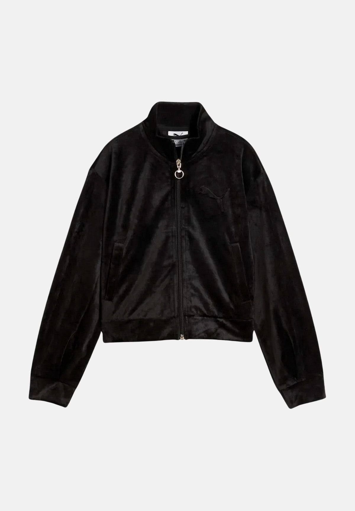 PUMA Giubbotto bomber in ciniglia nero per bambina con chiusura zip e collo a costine 694854 01 PUMA