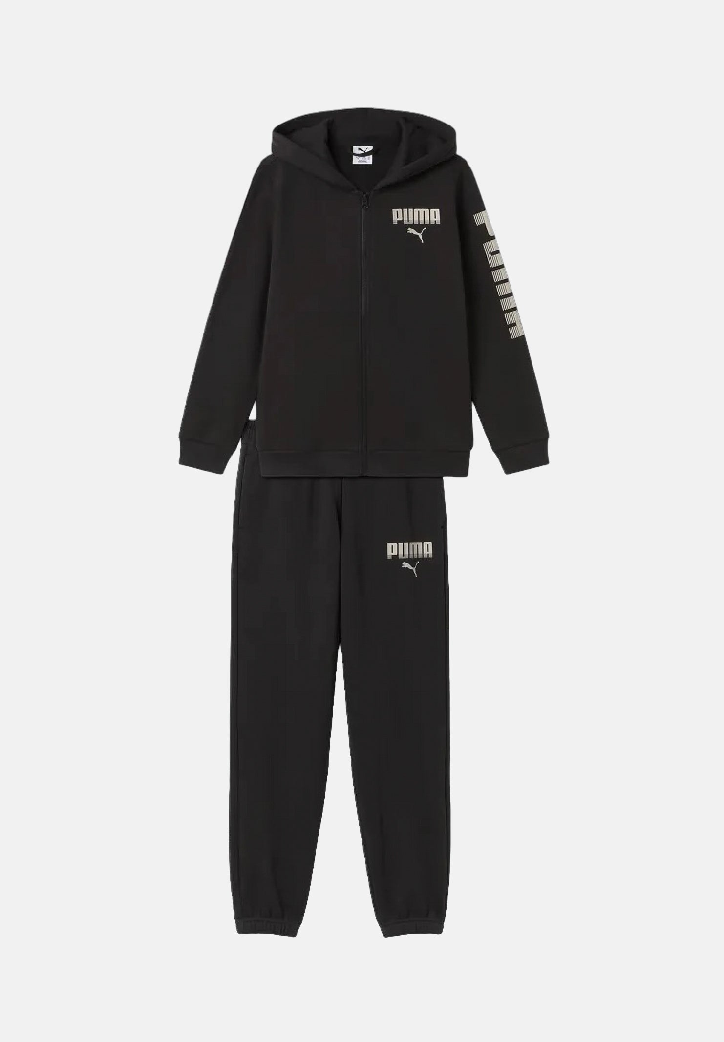 PUMA Tuta ESSENTIALS HOODED nero per bambino e bambina con logo laterale iconico 696908 01 PUMA