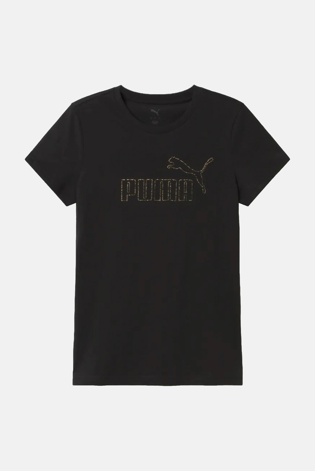 PUMA T-shirt manica corta ESS RHINESTONE nero da donna con logo in strass sul petto e girocollo. 696914 01 PUMA