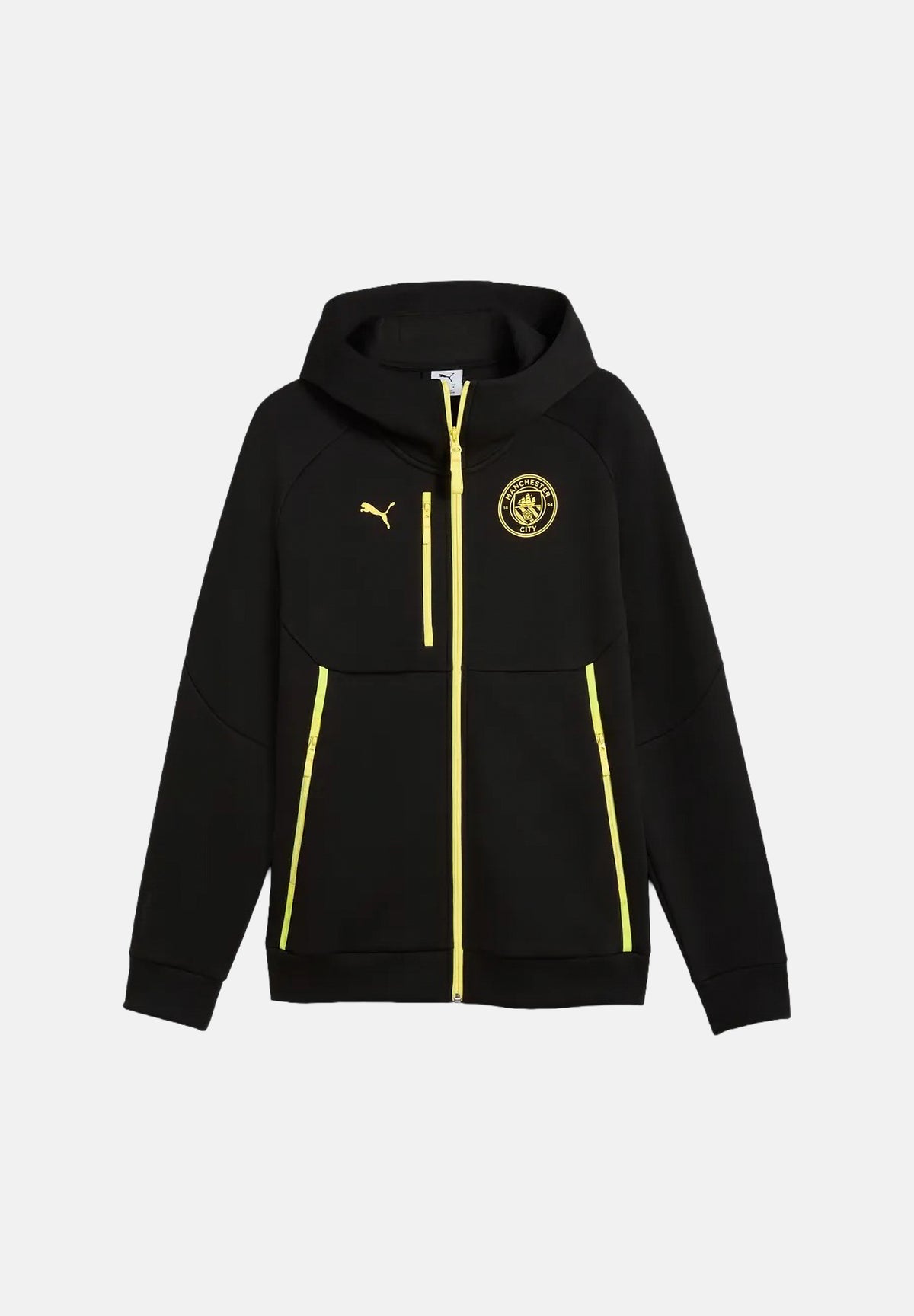 PUMA Felpa con zip MANCHESTER CITY TRAVEL HOODIE nero da uomo con cerniera oro a contrasto 786264 27 PUMA