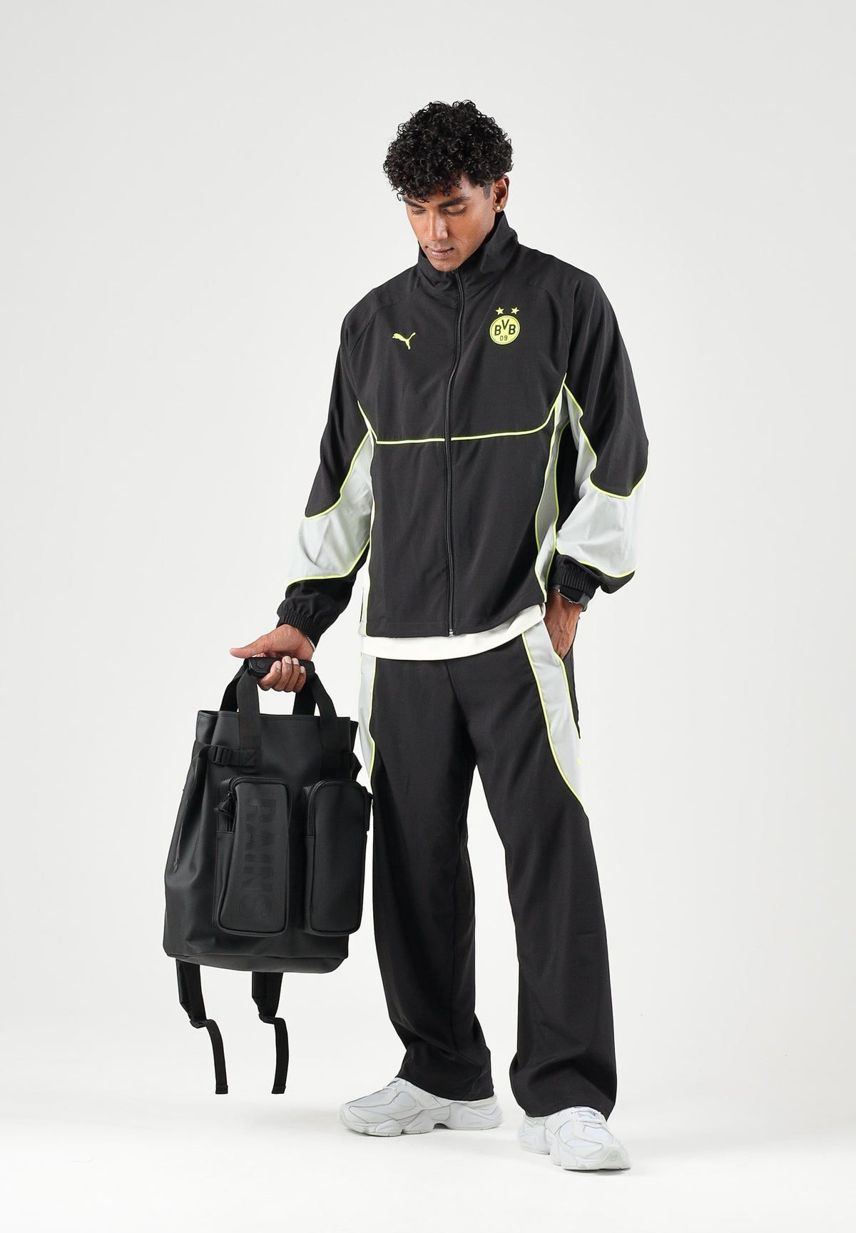 PUMA Felpa con zip BORUSSIA DORTMUND PUMATECH-X nera per uomo con con inserti grigi a contrasto 786362 11 PUMA