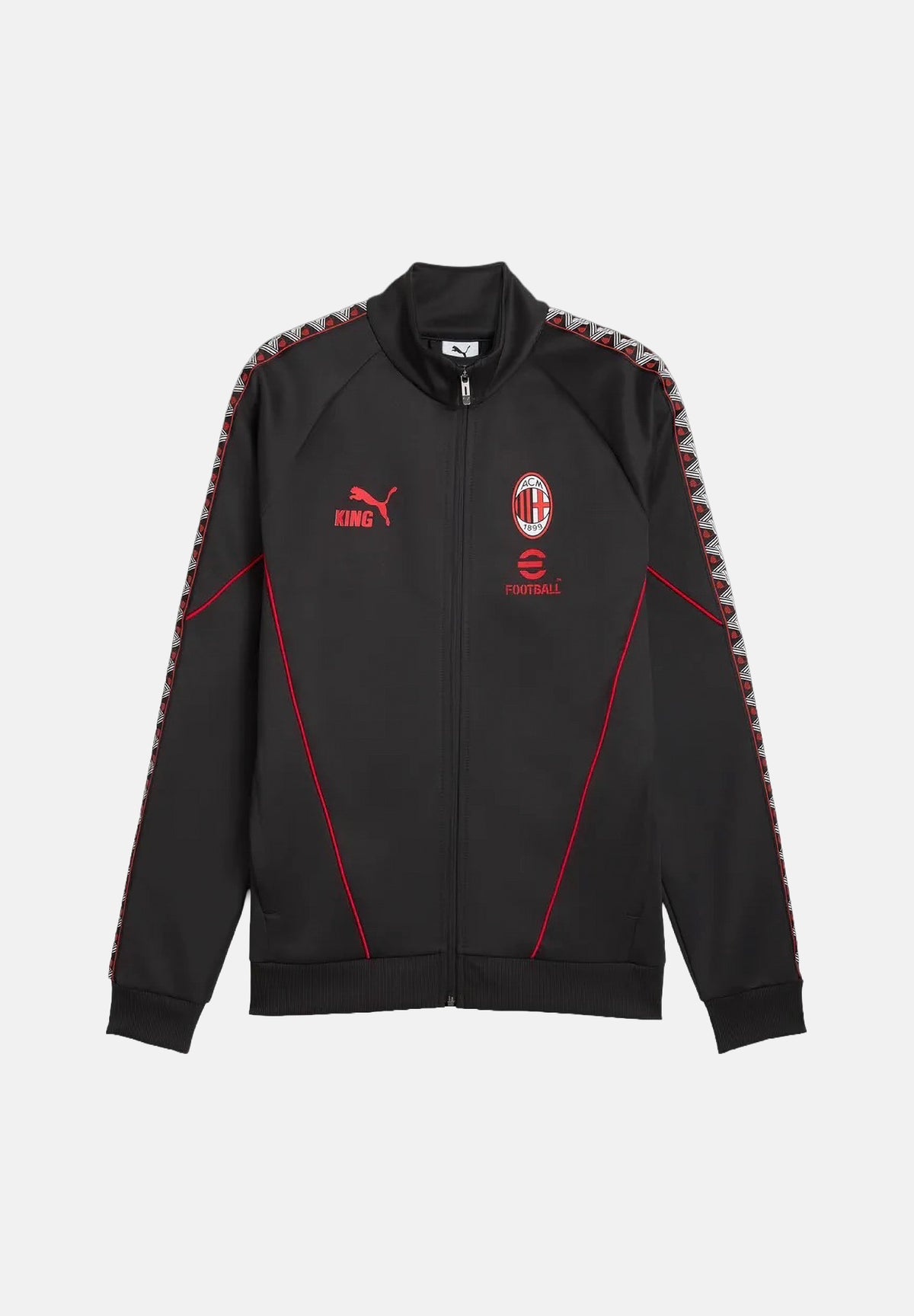 PUMA Felpa con zip AC MILAN TRACK JACKET nero da uomo con colletto alto e profili rossi. 786735 17 PUMA