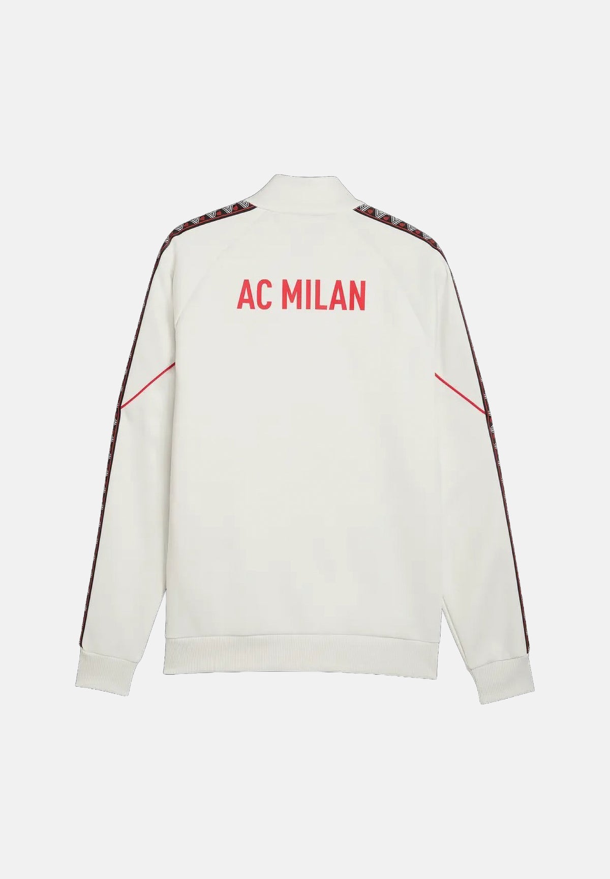 PUMA Felpa con zip AC MILAN TRACK JACKET bianco da uomo con colletto dritto e sottili profili rossi. 786735 18 PUMA