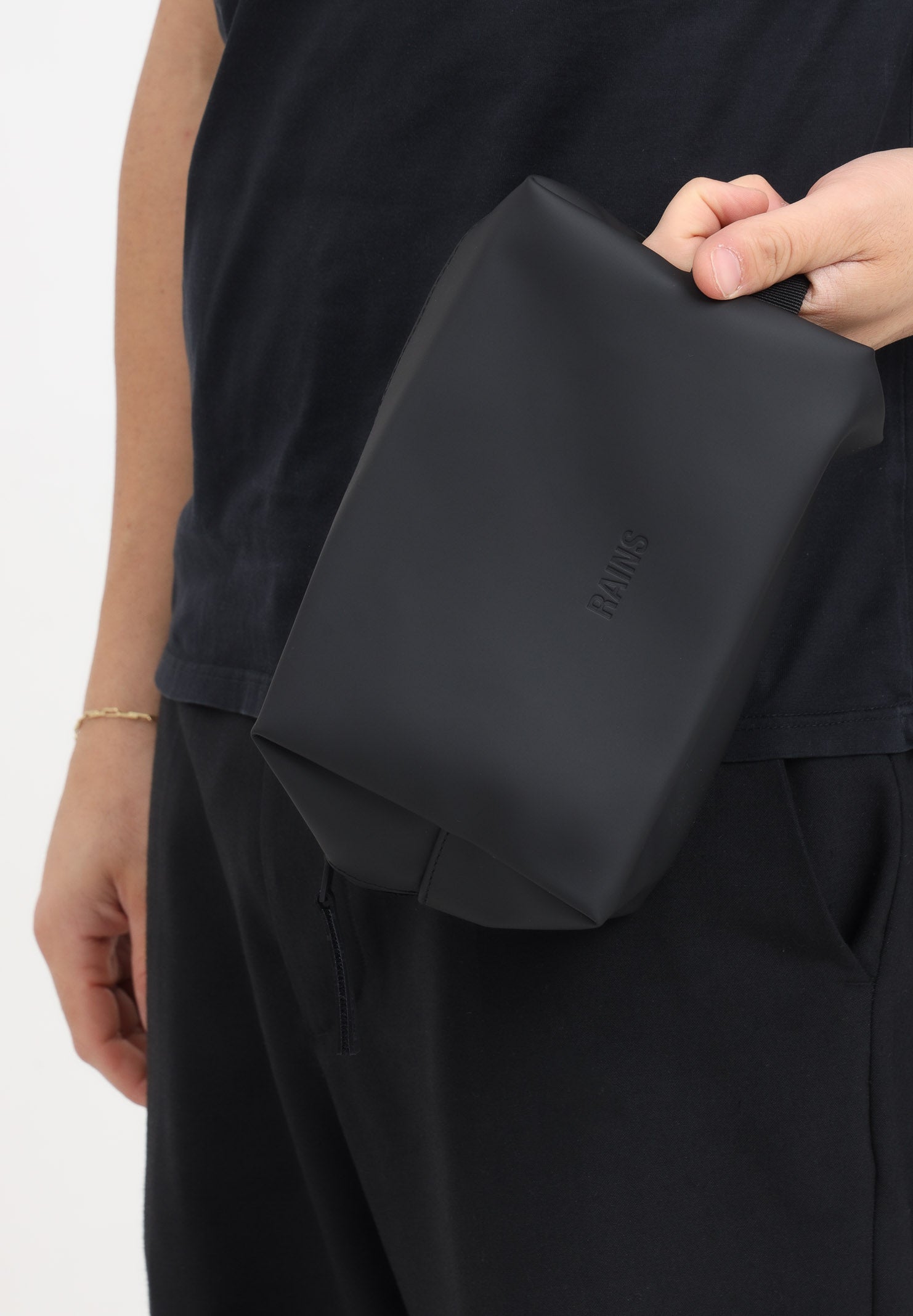 RAINS Pochette Wash Bag Small nera per uomo e donna RA15580 BL RAINS