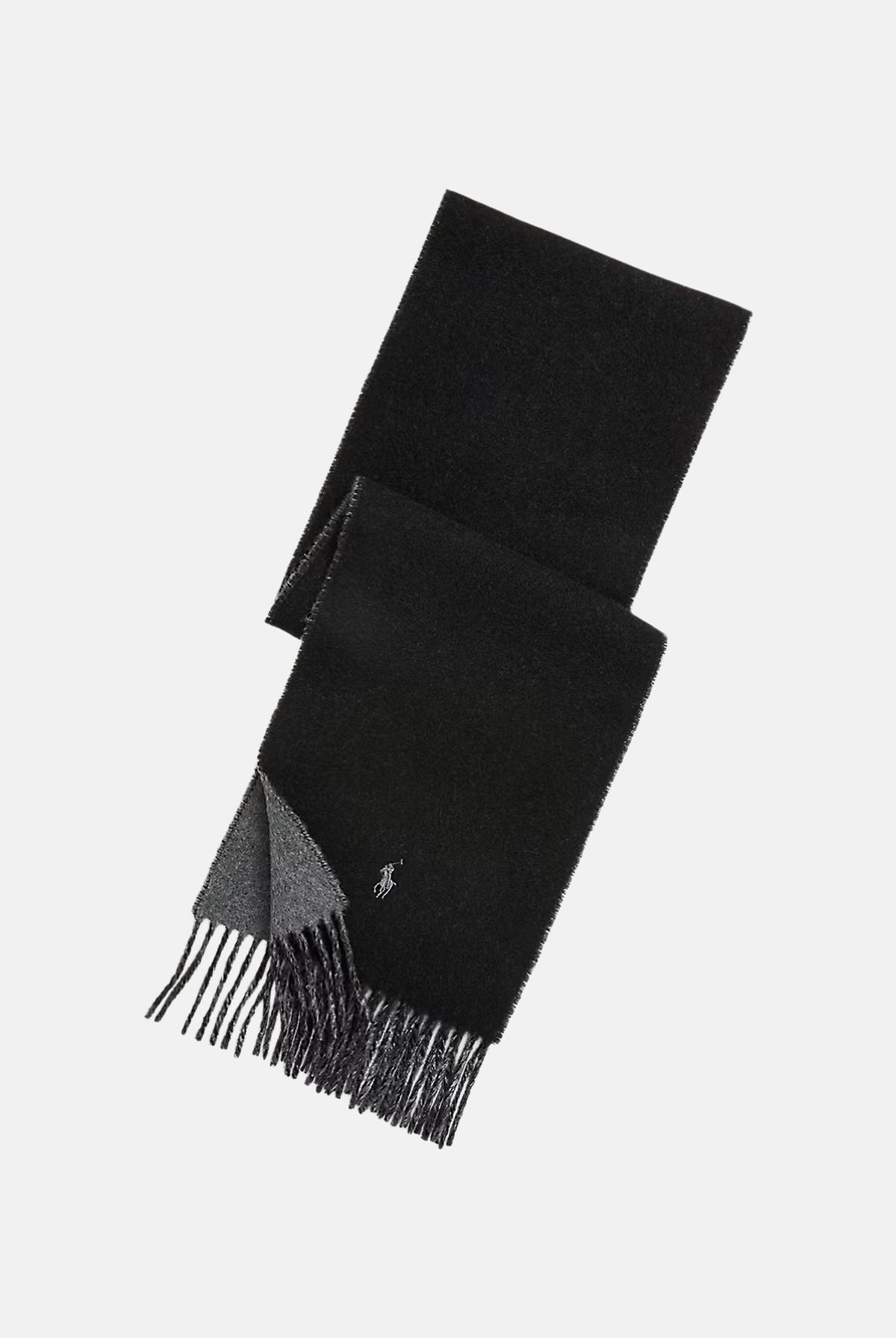 RALPH LAUREN Sciarpa nera per uomo e donna con frange decorative alle estremità 449959334001 . RALPH LAUREN