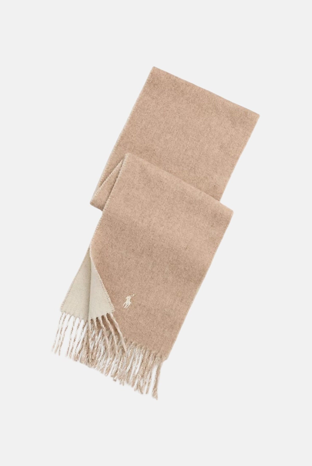 RALPH LAUREN Sciarpa beige taupe per uomo e donna con frange decorative alle estremità 449959334002 . RALPH LAUREN