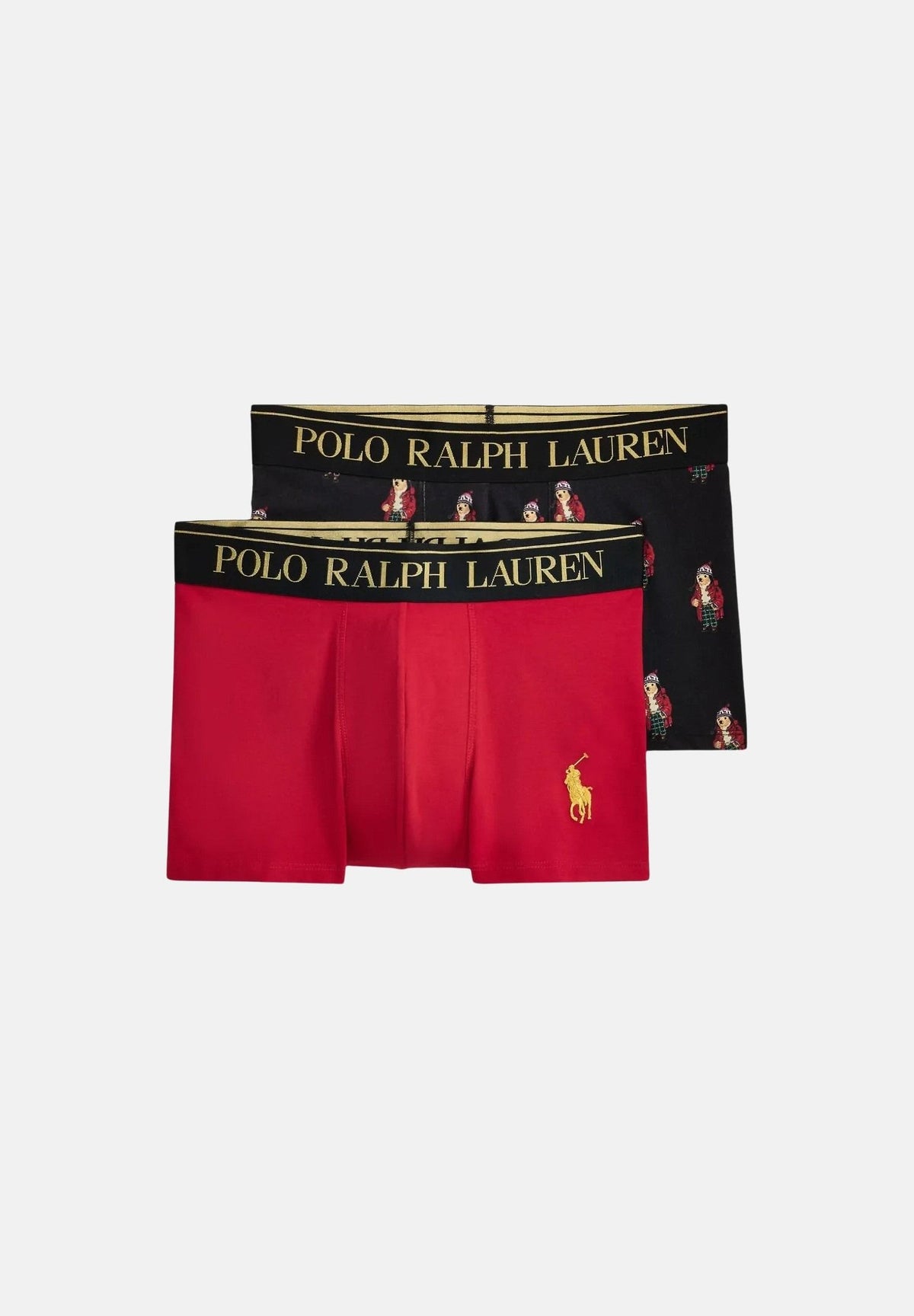 RALPH LAUREN Boxer set 2 paia rosso-nero per uomo con iconico logo ricamato e fascia elastica logata. 714843425018 . RALPH LAUREN