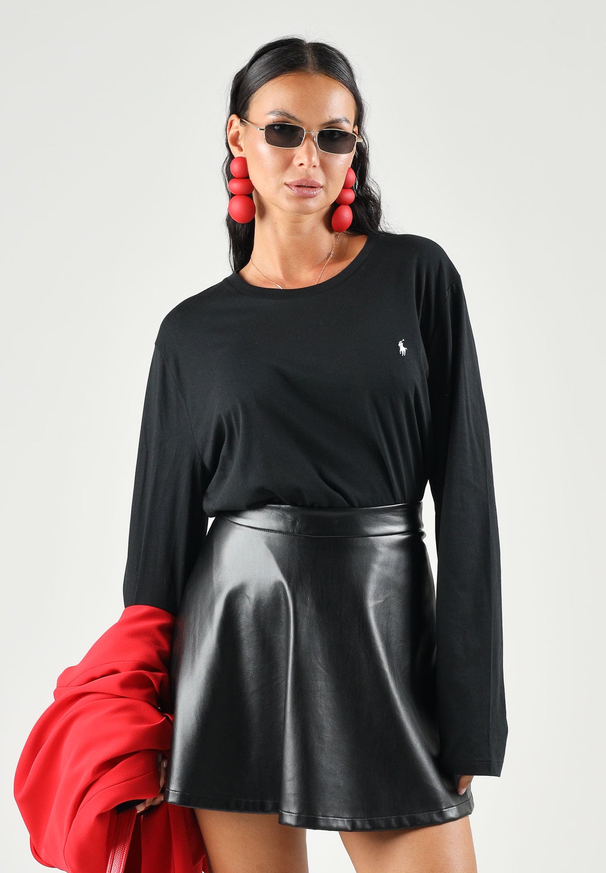 RALPH LAUREN T-shirt a manica lunga nera per uomo e donna con ricamo logo 714844759001 . RALPH LAUREN