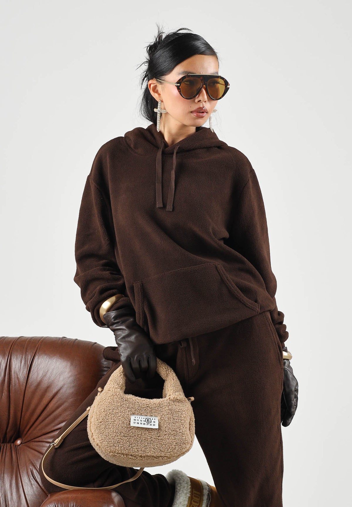 RALPH LAUREN Felpa con cappuccio marrone per uomo e donna con tasca a marsupio e coulisse regolabile. 714B36290002 . RALPH LAUREN