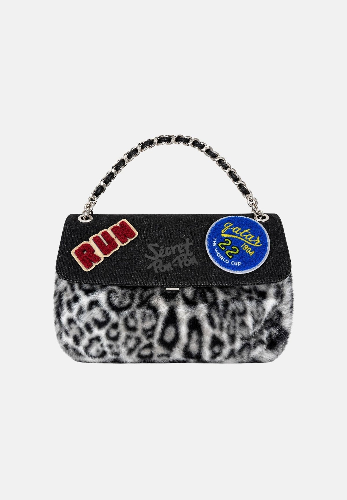 SECRET PON-PON Borsa a mano YSOBEL LEO nera da donna con fantasia leopardata YSOBEL-LEO BLLE SECRET PON PON