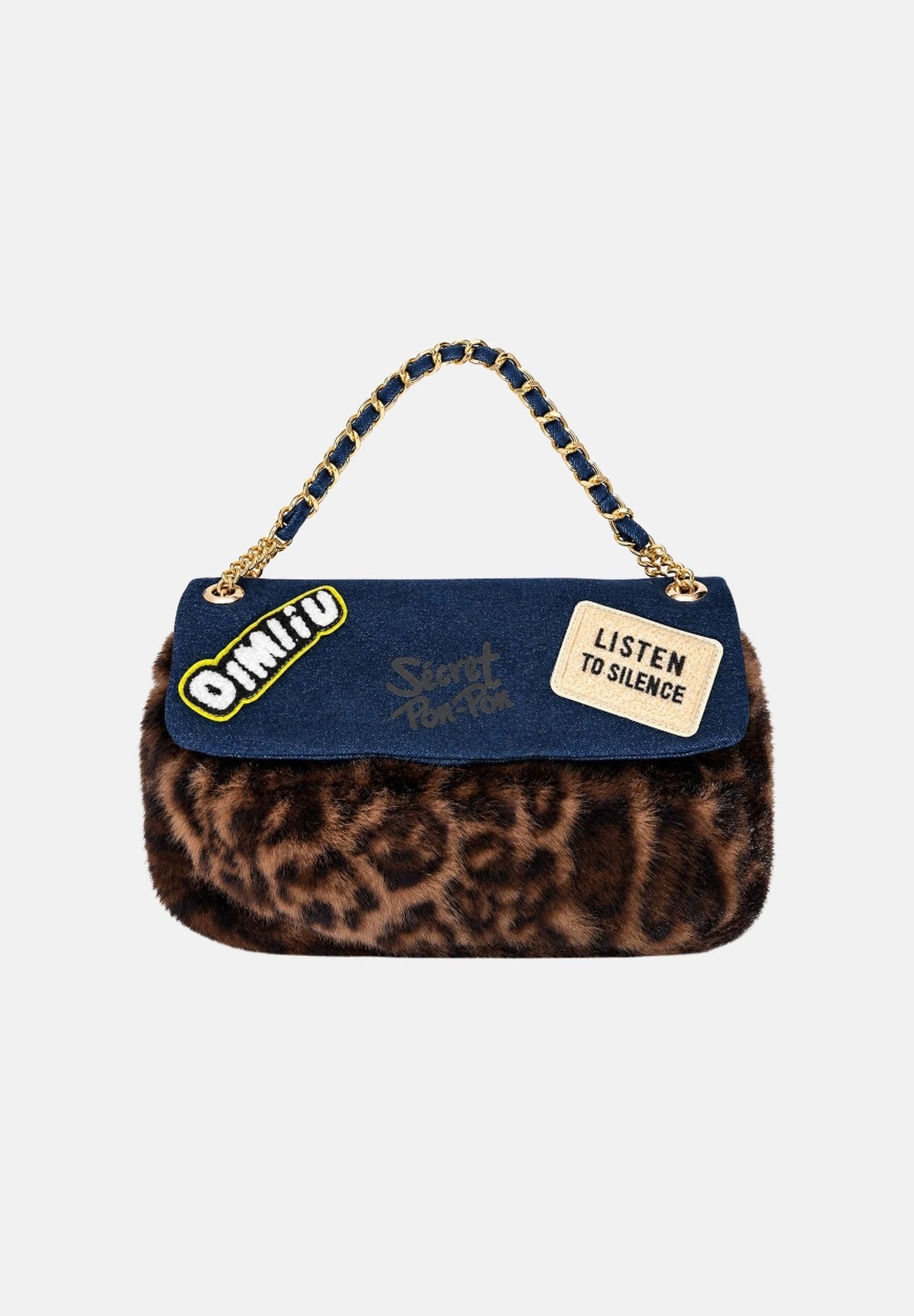 SECRET PON-PON Borsa a mano YSOBEL LEO blu denim con fantasia leopardata YSOBEL-LEO JELE SECRET PON PON
