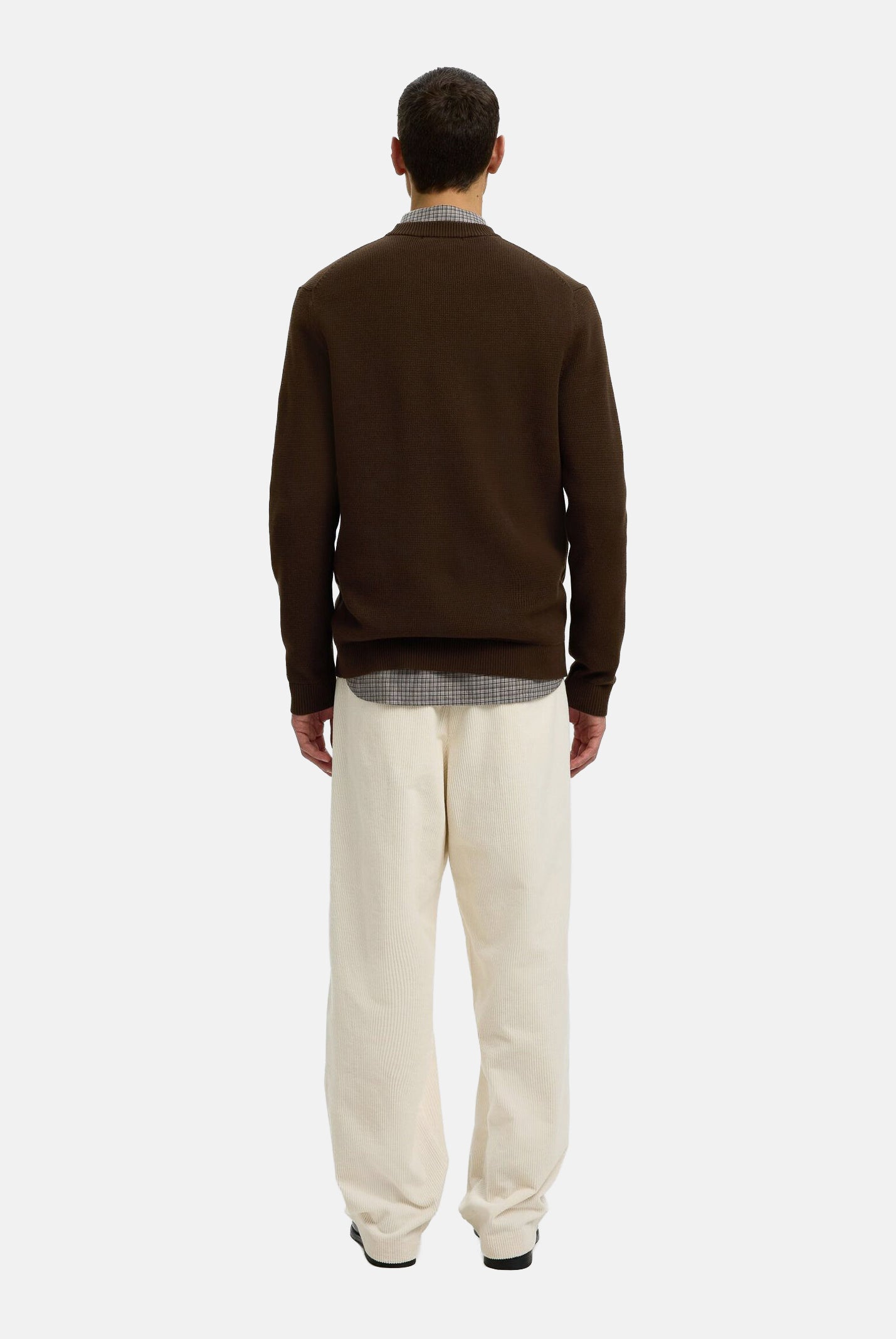 SELECTED HOMME Maglia SLHBERG girocollo marrone da uomo 16092599 DEM SELECTED HOMME