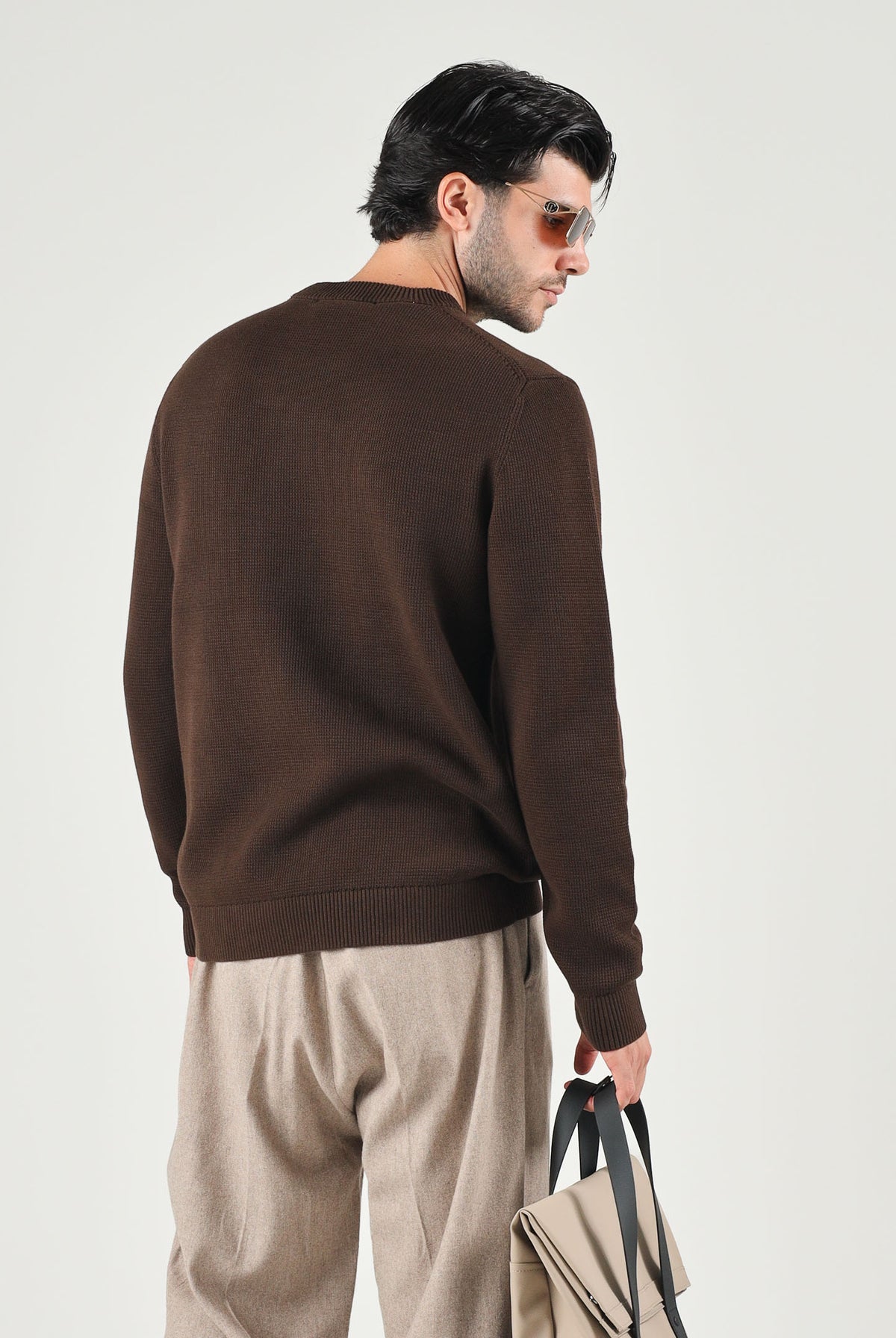 SELECTED HOMME Maglione SLHBERG girocollo marrone da uomo 16092599 DEM SELECTED HOMME