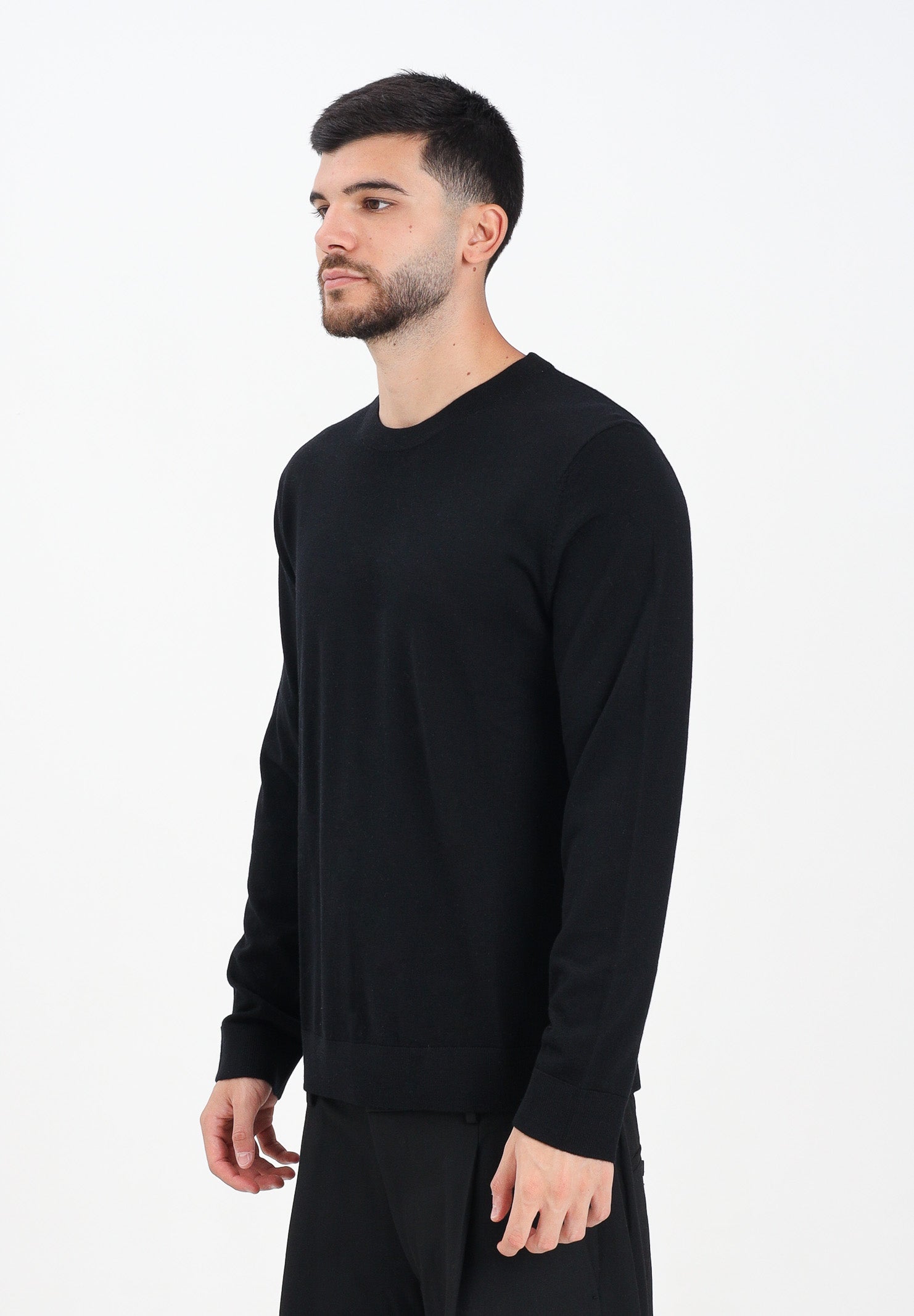 SELECTED HOMME Maglioncino girocollo nero da uomo 16094647 Black SELECTED HOMME