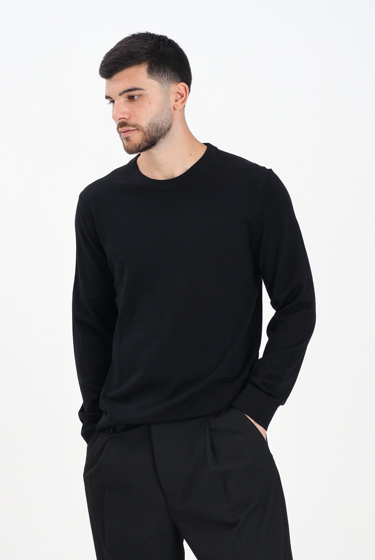 SELECTED HOMME Maglioncino girocollo nero da uomo 16094647 Black SELECTED HOMME