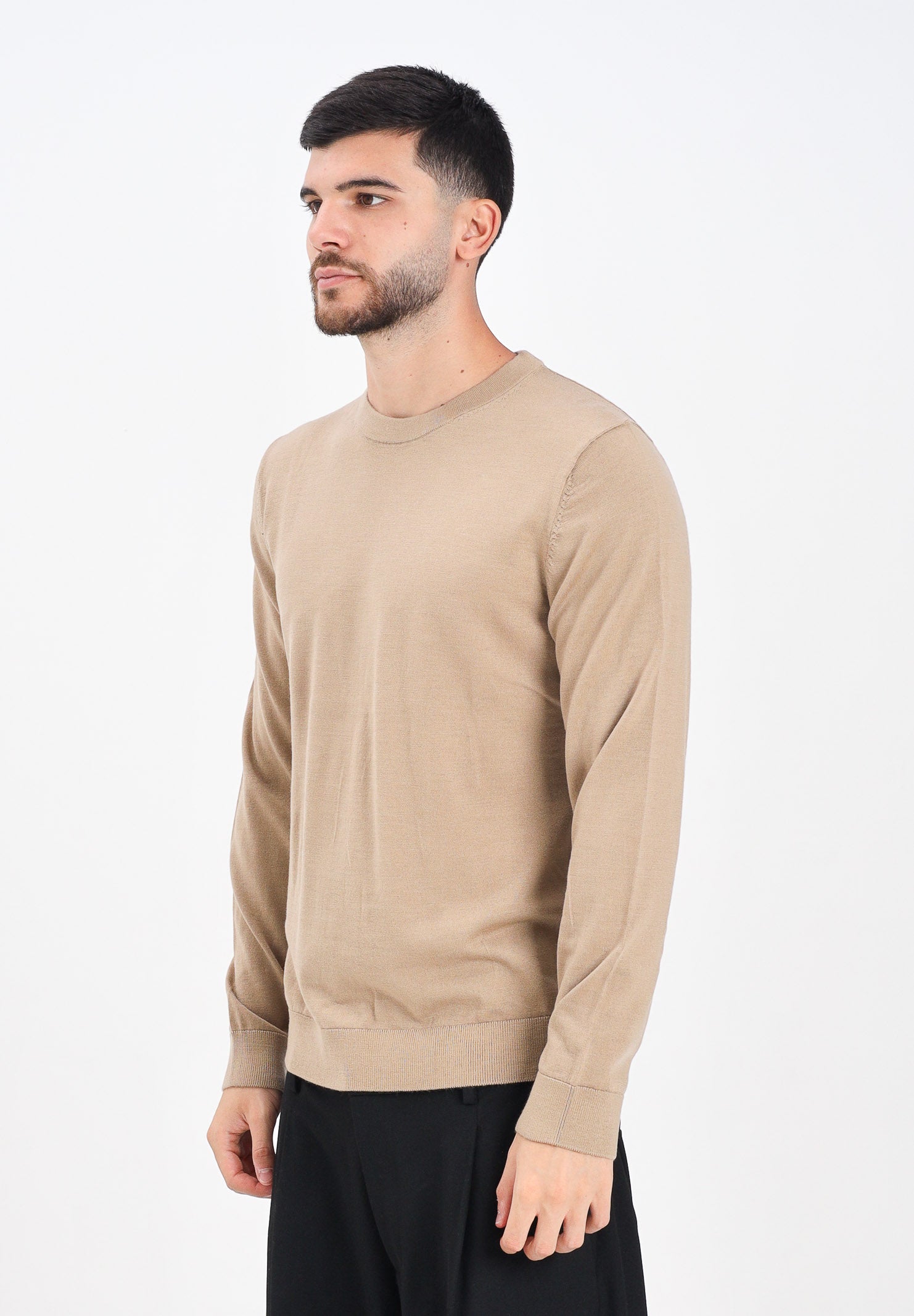 SELECTED HOMME Maglioncino girocollo beige da uomo 16094647 Kelp SELECTED HOMME