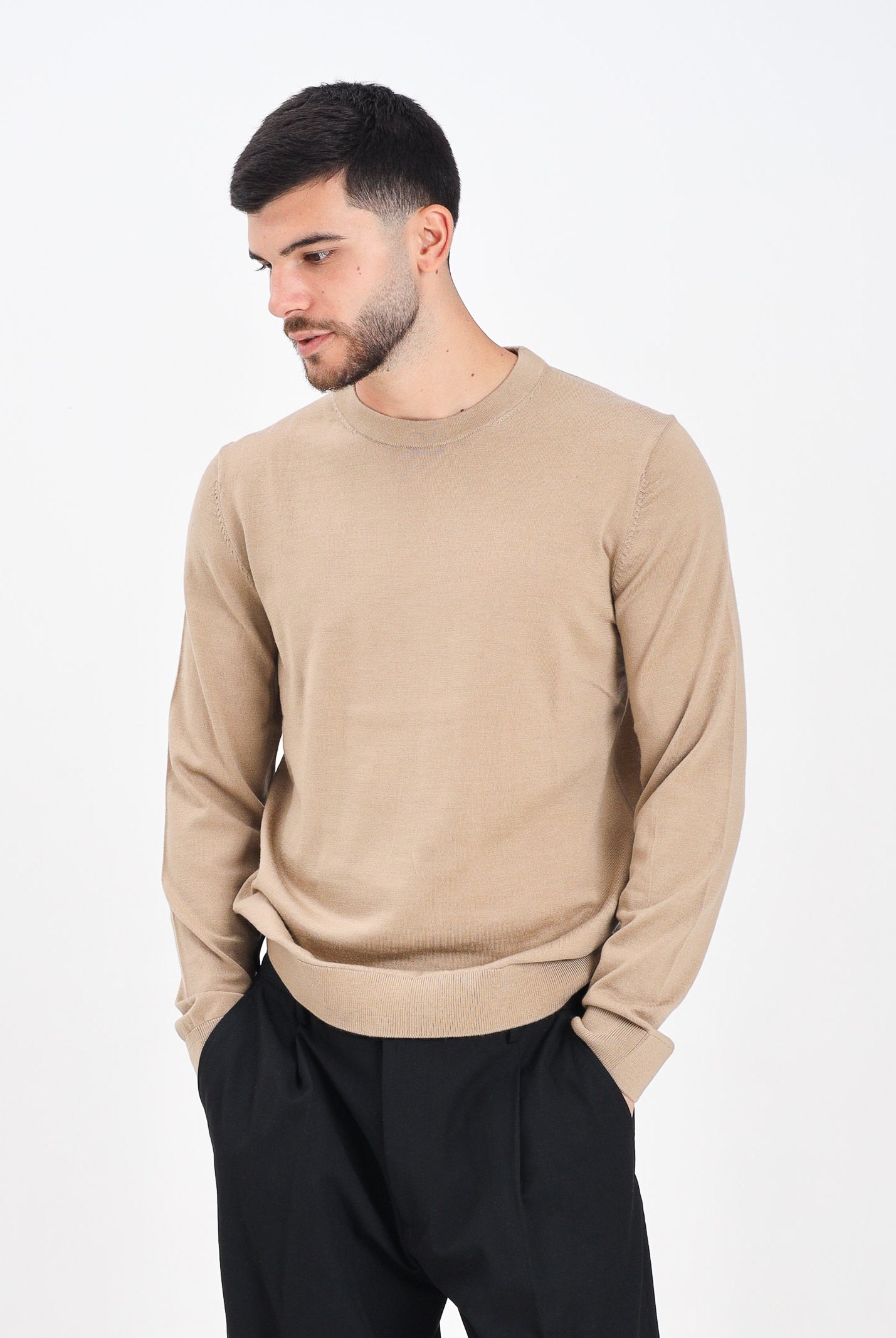 SELECTED HOMME Maglioncino girocollo beige da uomo 16094647 Kelp SELECTED HOMME