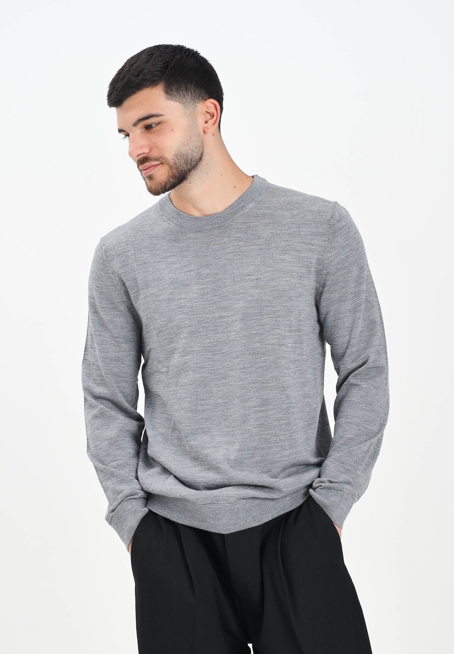 SELECTED HOMME Maglioncino girocollo grigio da uomo 16094647 MediumGreyMel SELECTED HOMME