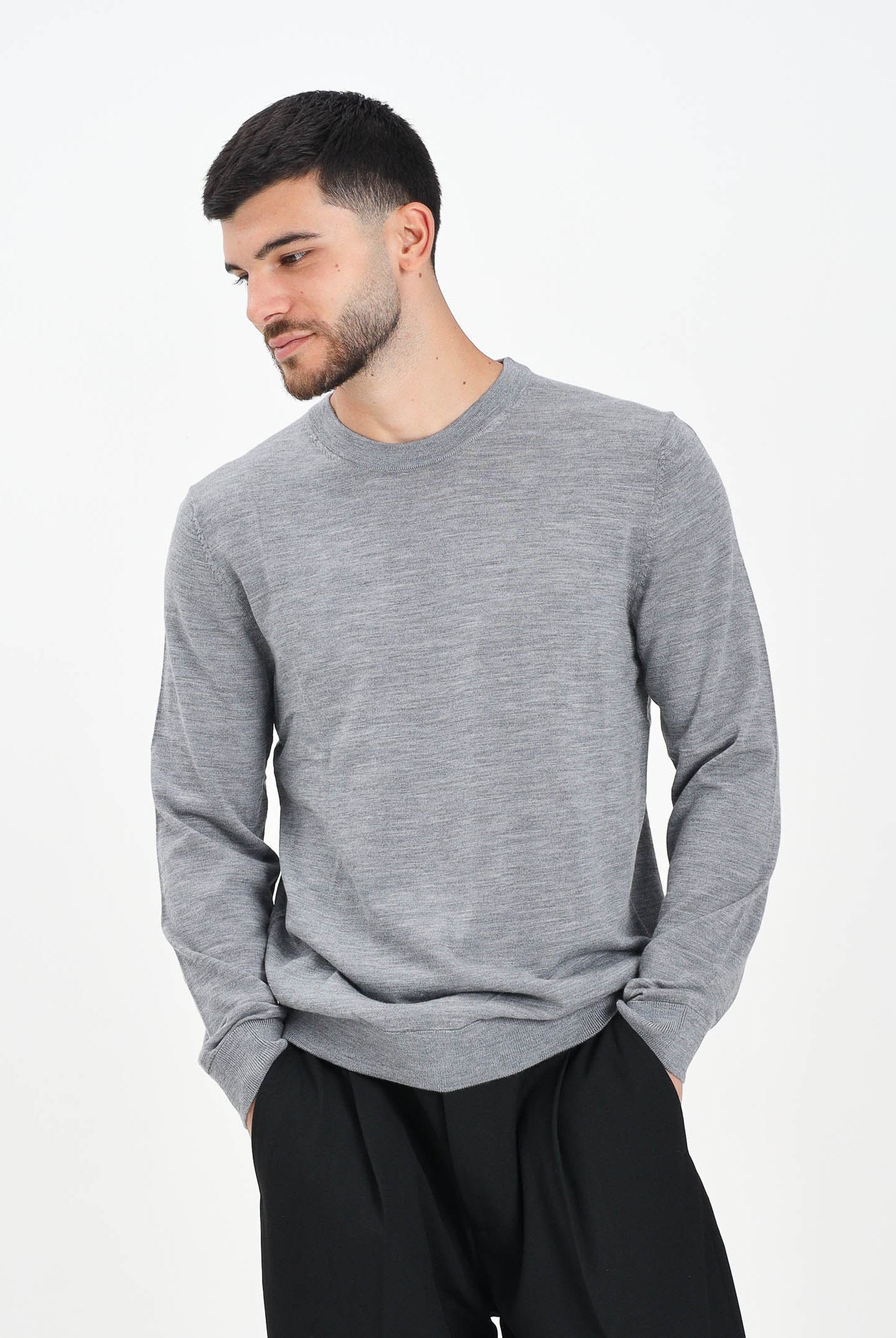SELECTED HOMME Maglioncino girocollo grigio da uomo 16094647 MediumGreyMel SELECTED HOMME