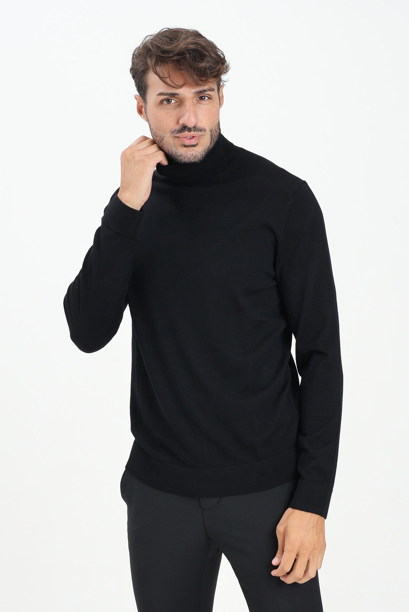 SELECTED HOMME Maglione a collo alto nero da uomo 16094653 Black SELECTED HOMME