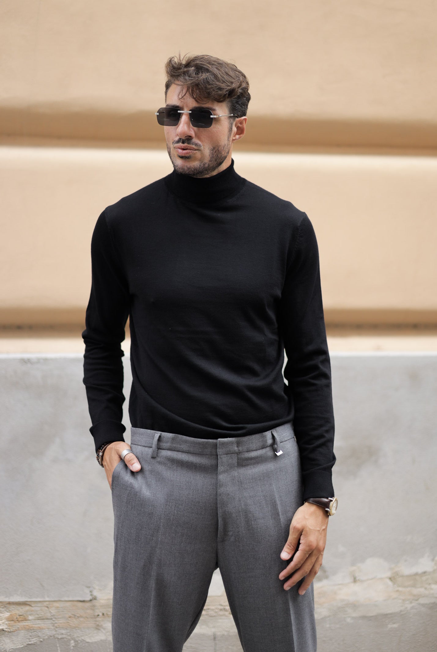 SELECTED HOMME Maglione a collo alto nero da uomo 16094653 Black SELECTED HOMME