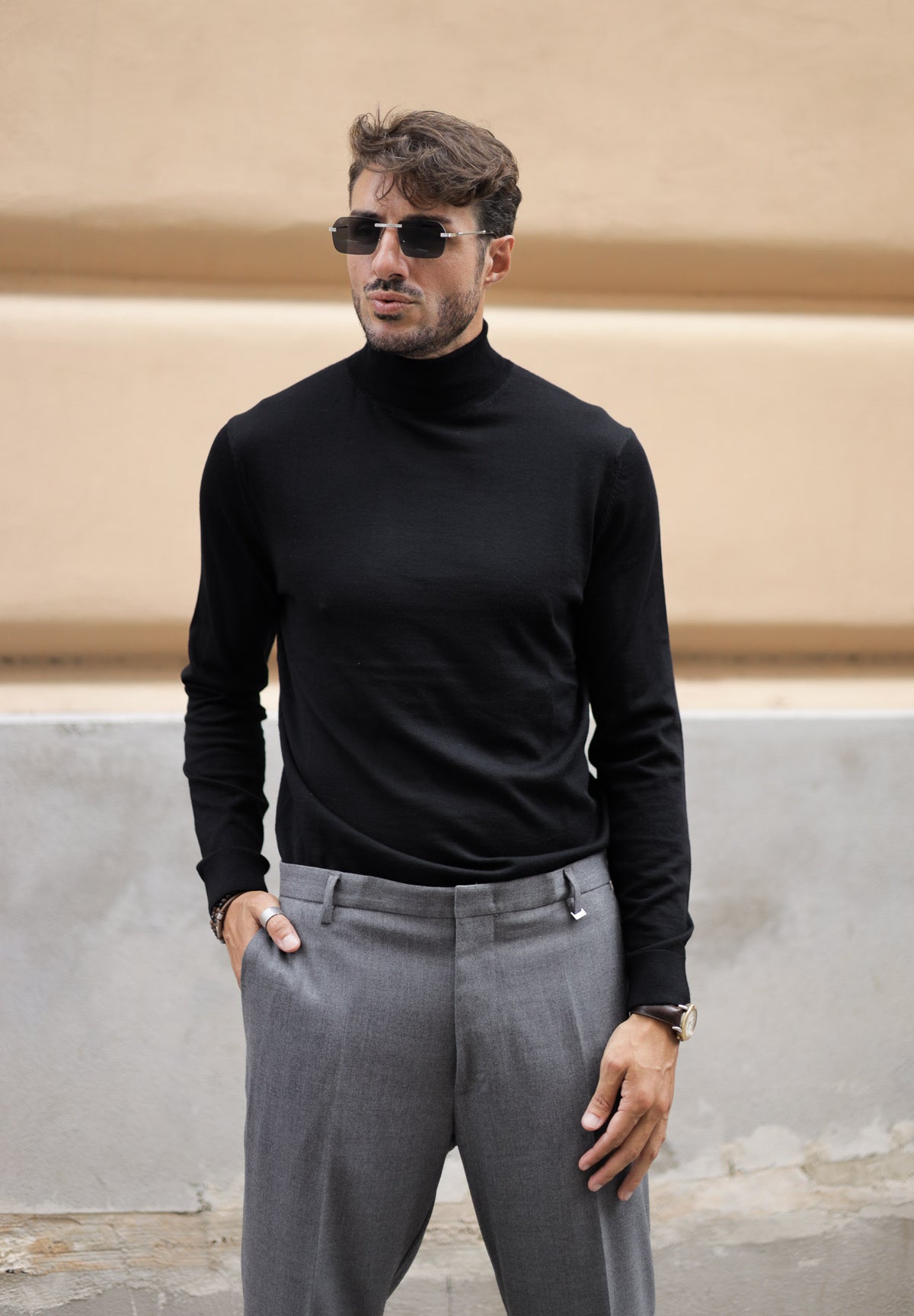 SELECTED HOMME Maglione a collo alto nero da uomo 16094653 Black SELECTED HOMME