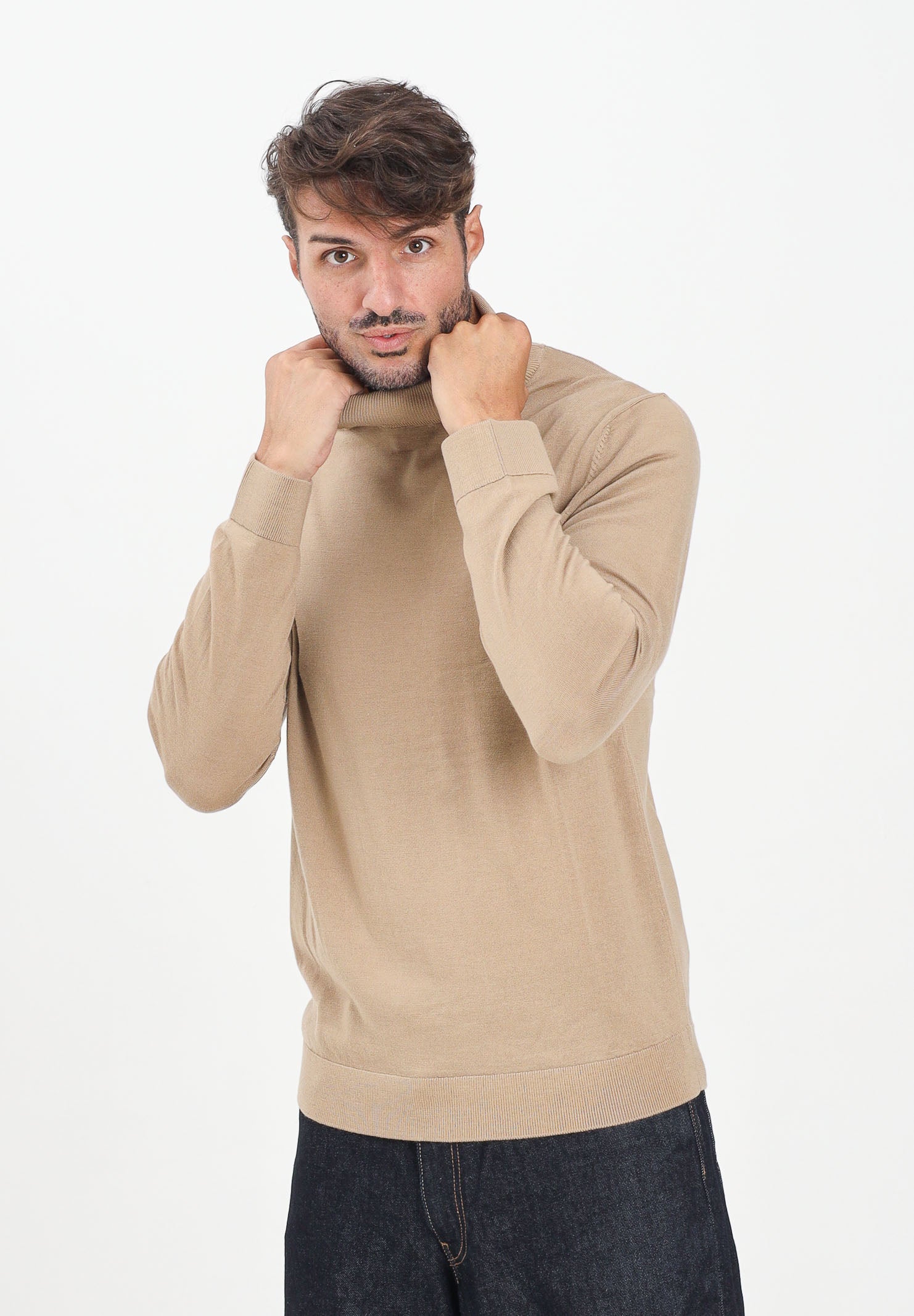 SELECTED HOMME Maglione a collo alto beige da uomo 16094653 Kelp SELECTED HOMME