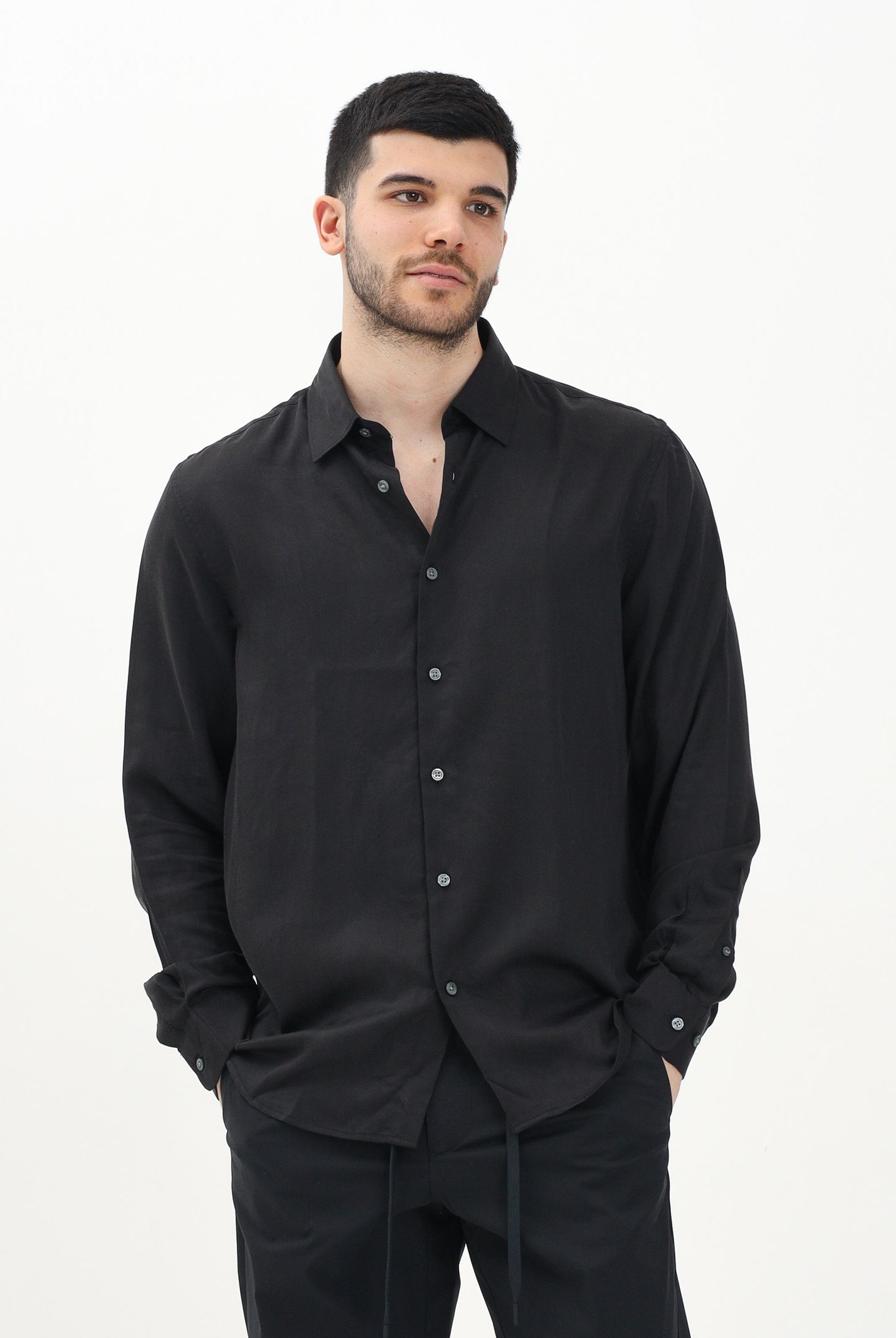 SELECTED HOMME Camicia a manica lunga nera da uomo 16095736 Black SELECTED HOMME