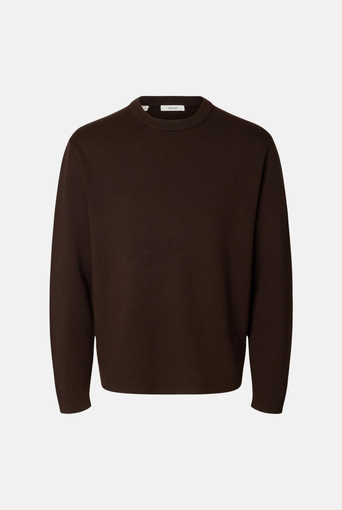 SELECTED HOMME Maglione marrone- delicioso per uomo con classico scollo rotondo e lavorazione a maglia fine. 16099570 DE SELECTED HOMME