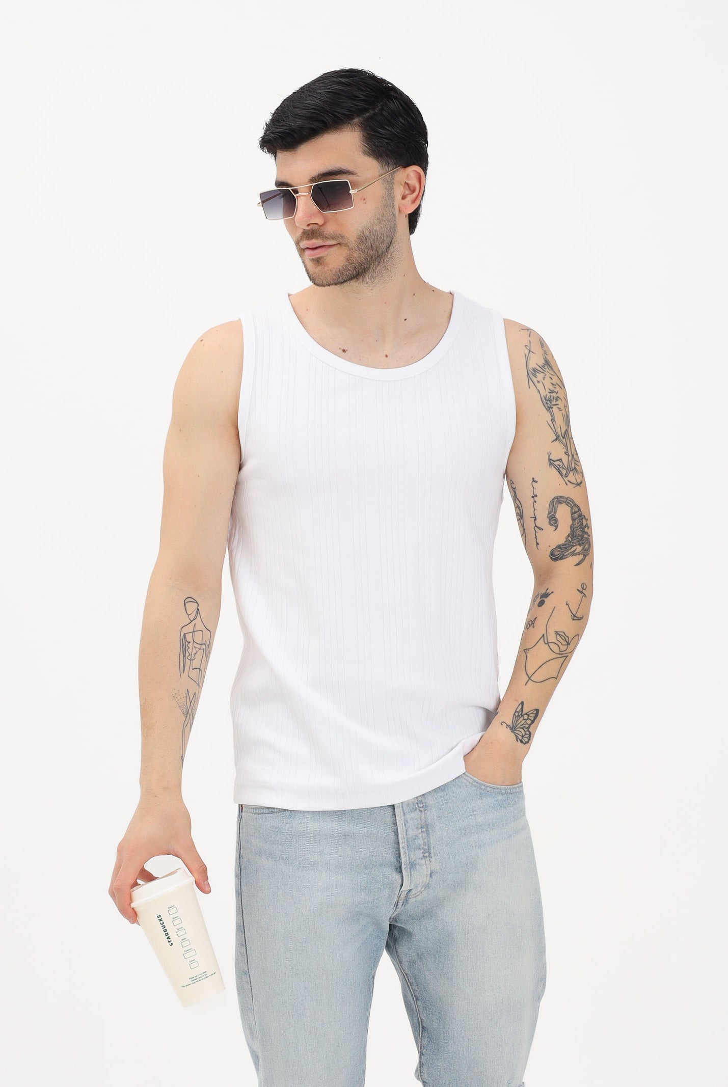 SELECTED HOMME Canotta bianca da uomo 16101626 BRWI SELECTED HOMME