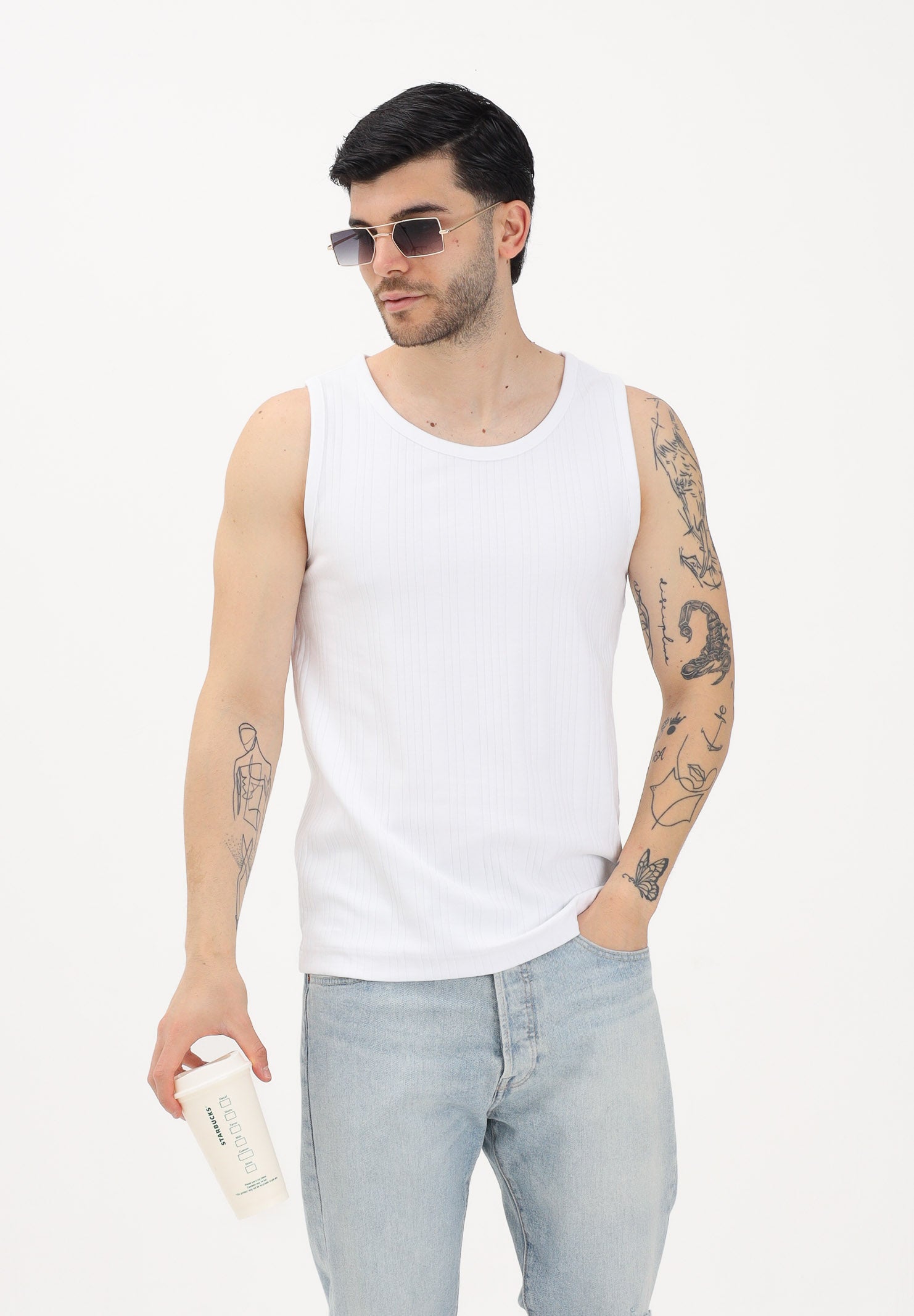 SELECTED HOMME Canotta bianca da uomo 16101626 BRWI SELECTED HOMME