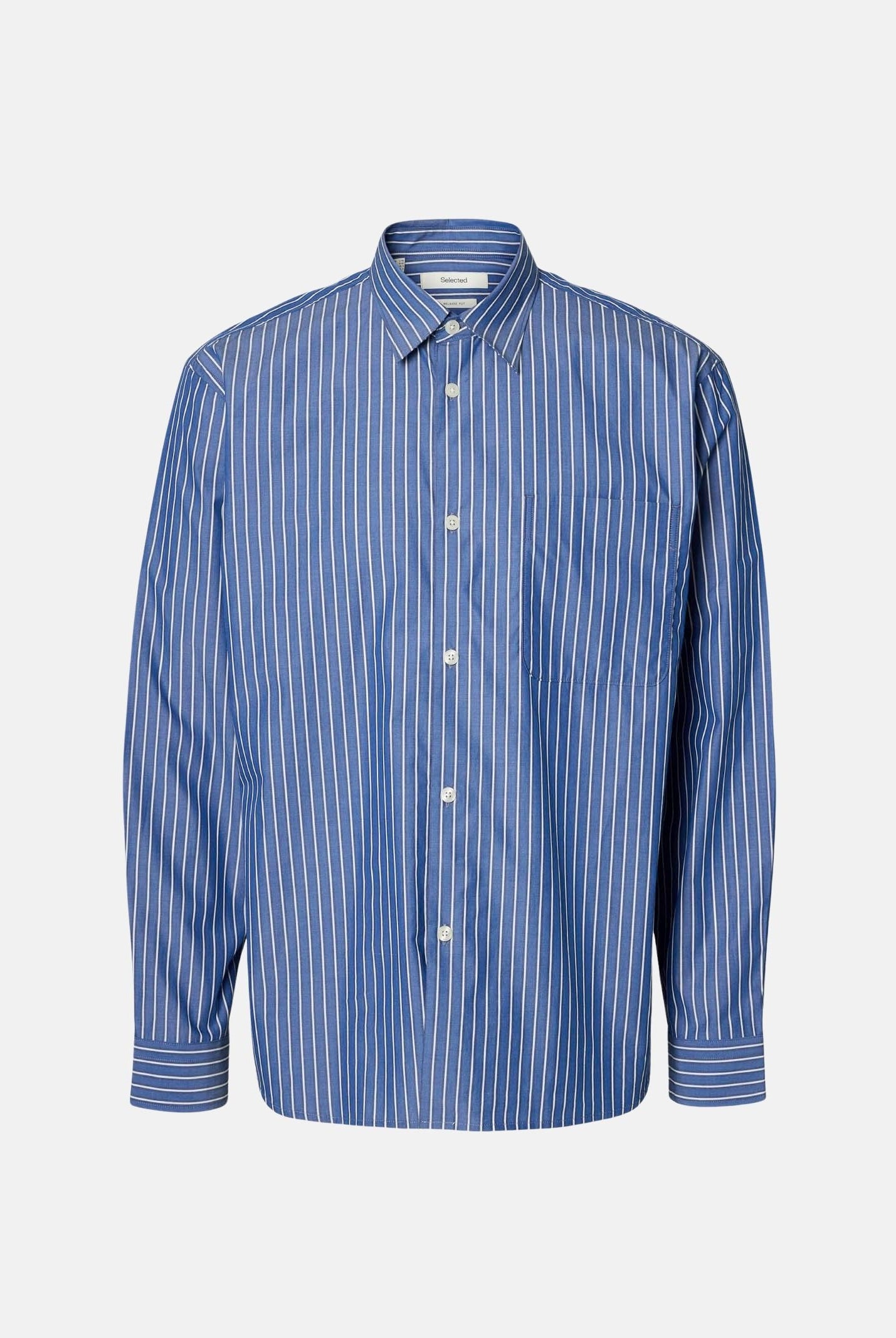 SELECTED HOMME Camicia manica lunga azzurra da uomo con motivo a righe verticali. 16101720 LI SELECTED HOMME