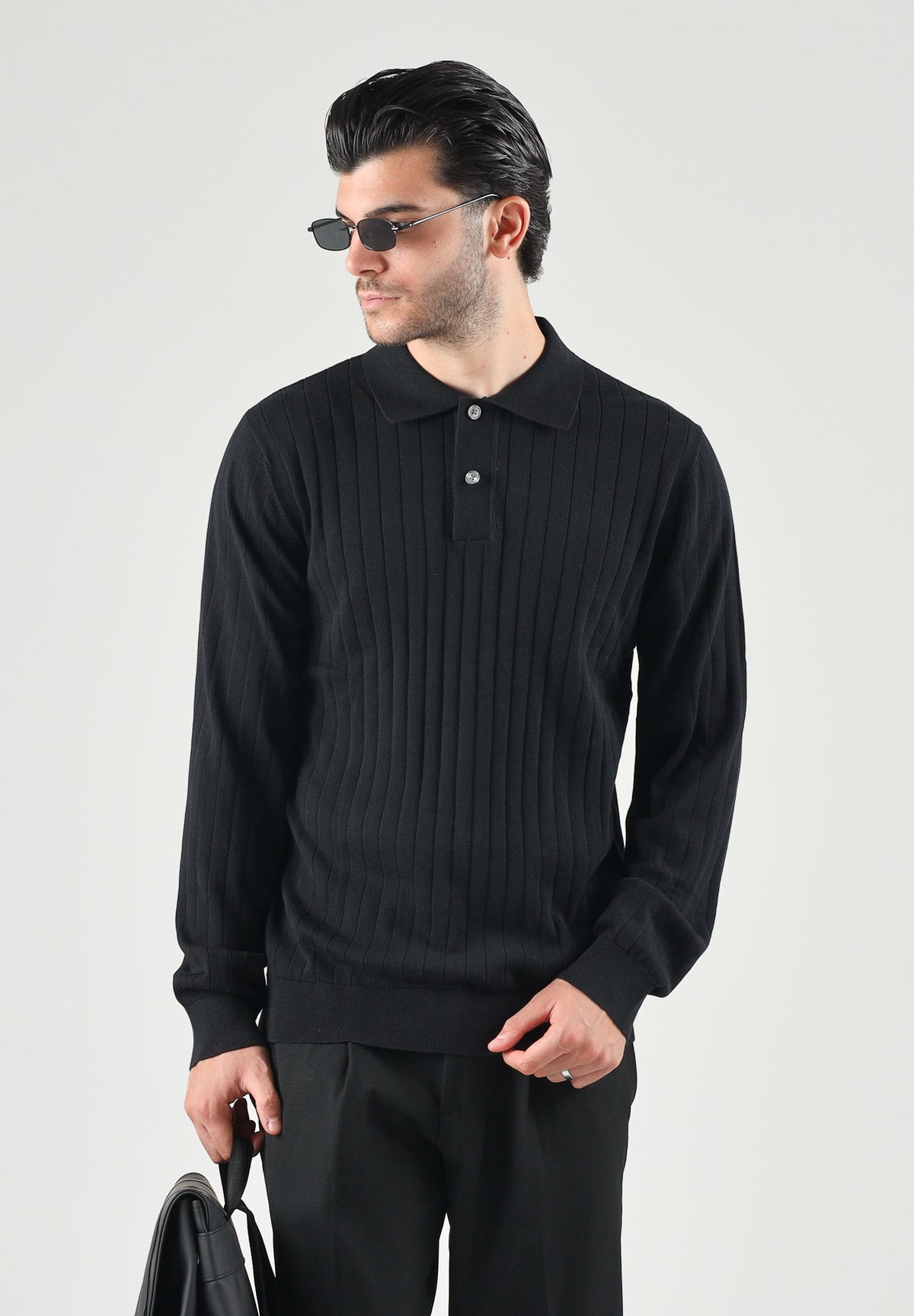 SELECTED HOMME Polo a manica lunga SLHTHURSDAY nero da uomo 16101762 BL SELECTED HOMME