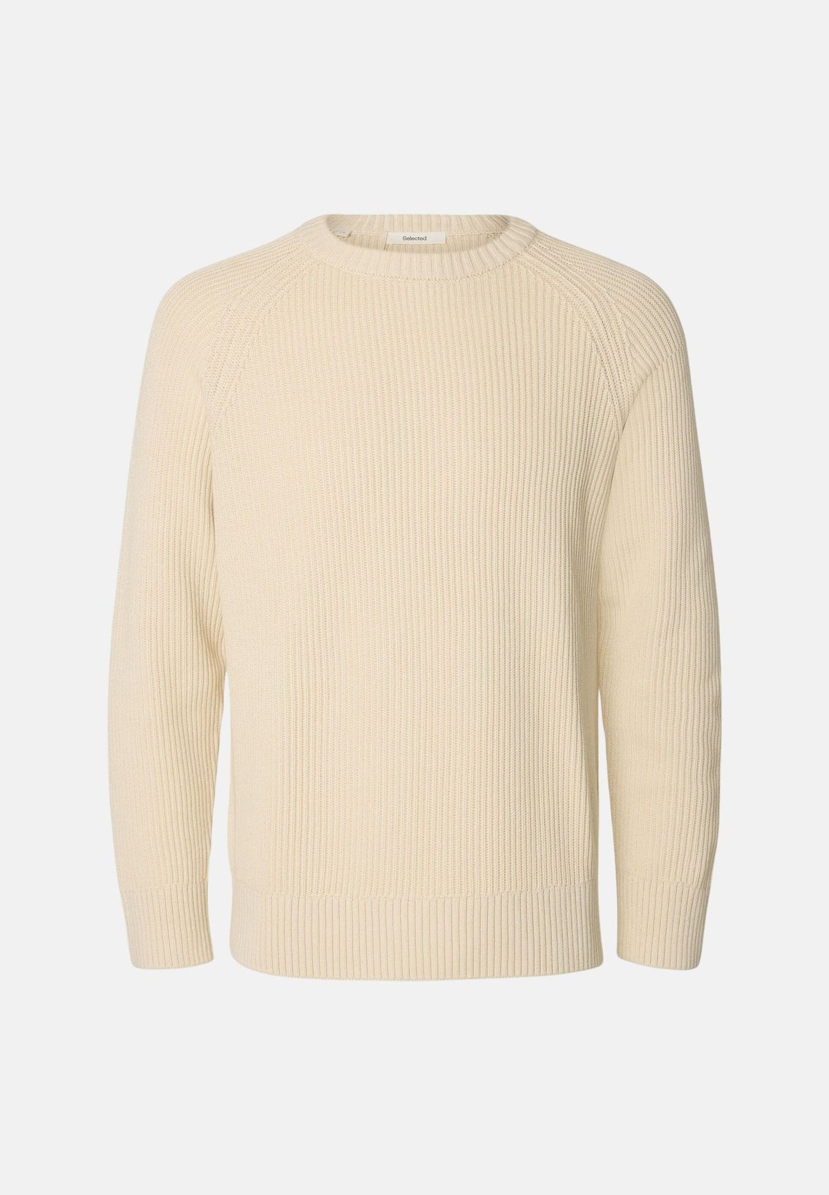 SELECTED HOMME Maglione girocollo SLHREGULAR beige per uomo con maniche raglan 16101766 BI SELECTED HOMME