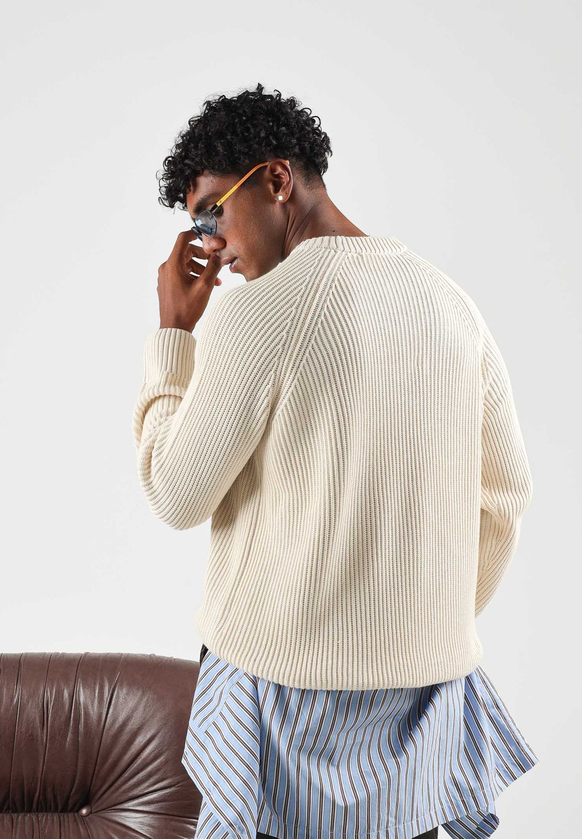 SELECTED HOMME Maglione girocollo SLHREGULAR beige per uomo con maniche raglan 16101766 BI SELECTED HOMME