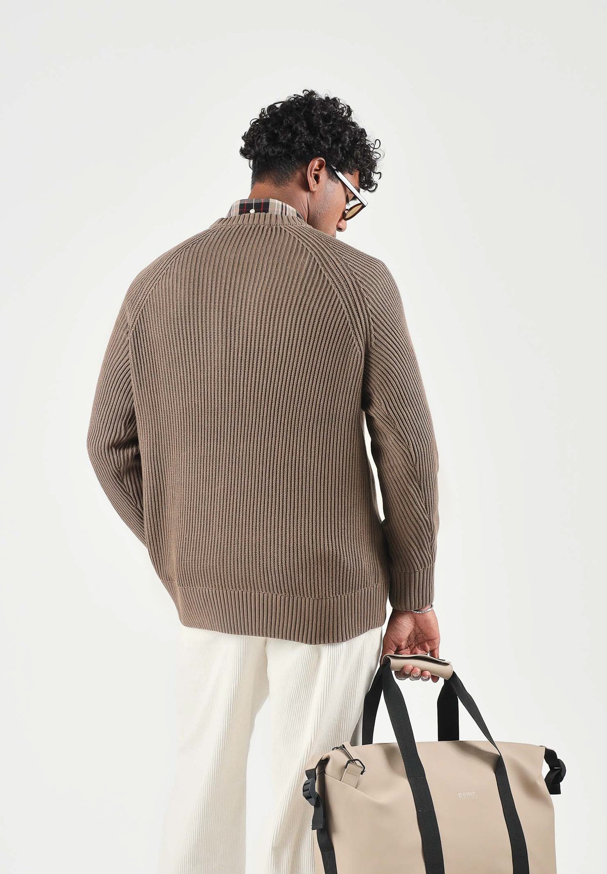 SELECTED HOMME Maglione girocollo BRAUN KNIT RIB CREW NECK marrone per uomo con lavorazione a coste 16101766 CHCH SELECTED HOMME