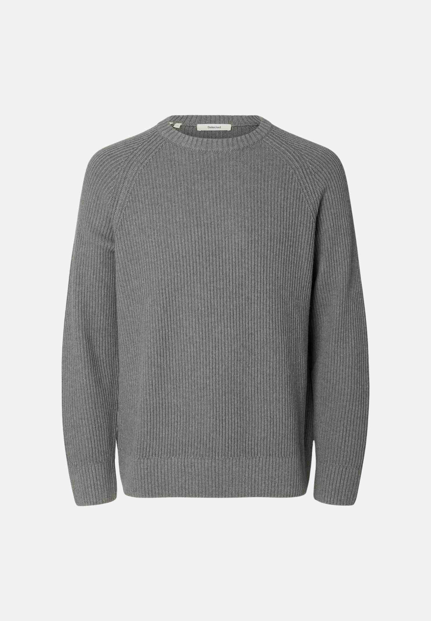 SELECTED HOMME Maglione girocollo SLHREGULAR grigio melange per uomo con maniche raglan 16101766 MEGR SELECTED HOMME