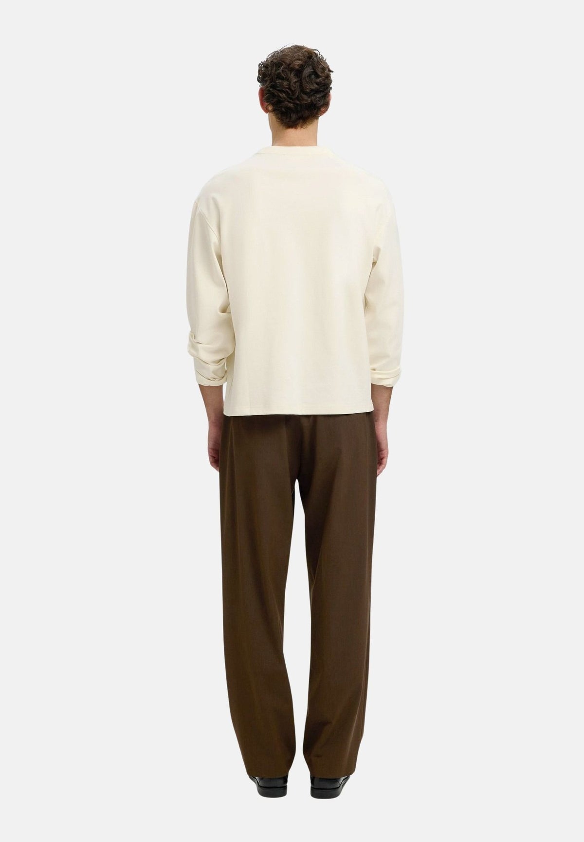 SELECTED HOMME T-shirt manica lunga panna per uomo con scollo rotondo e maniche lunghe. 16102312 EG SELECTED HOMME