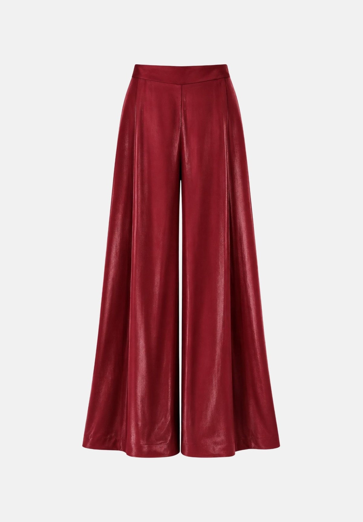 SHIT Pantaloni PALAZZO A VITA ALTA Garnet bordeaux intenso da donna, in tessuto fluido misto viscosa, con pieghe anteriori, vita definita e gamba lunga dal taglio ampio e svasato. SH2627039 GA SHIT