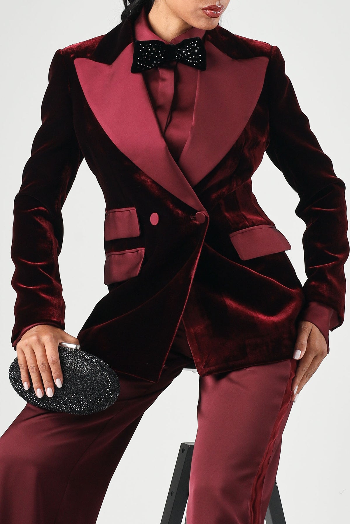 SIMONA CORSELLINI Giacca doppiopetto rosso rubino da donna con tasche laterali A26CEGI10102 V0083 SIMONA CORSELLINI