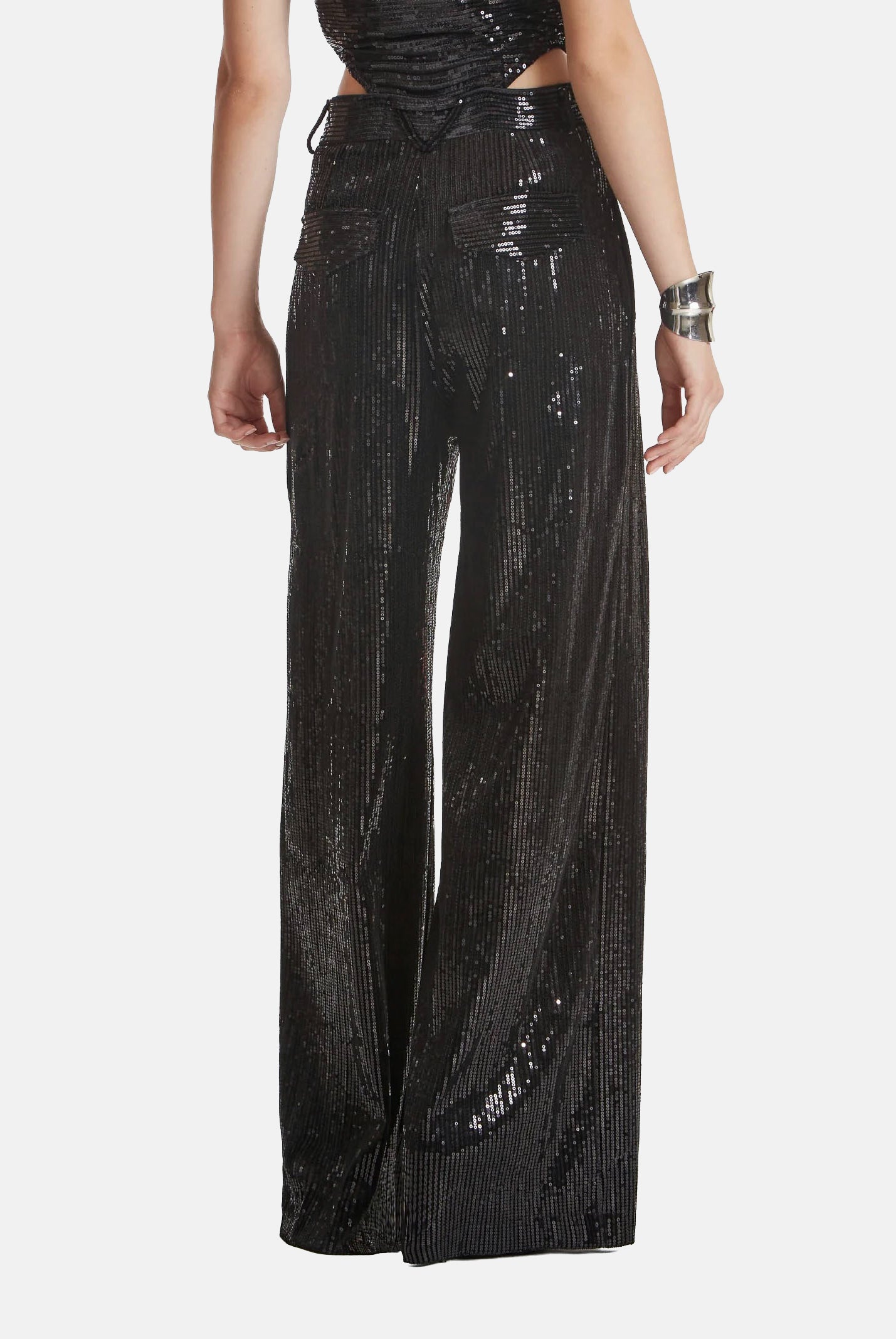 SIMONA CORSELLINI Pantaloni neri da donna con paillettes. A26CEPA10101 V0003 SIMONA CORSELLINI